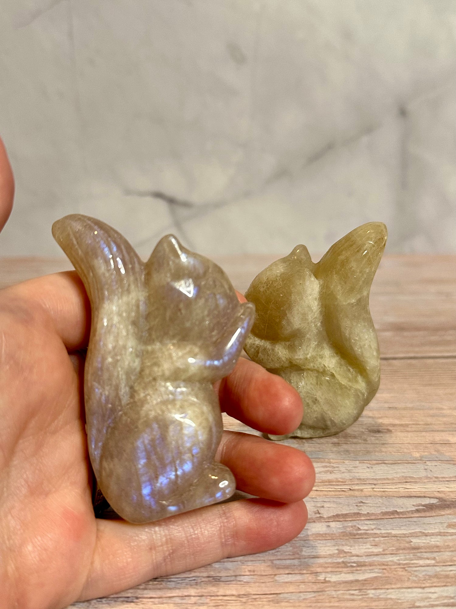 Moonstone Squirrel Carving