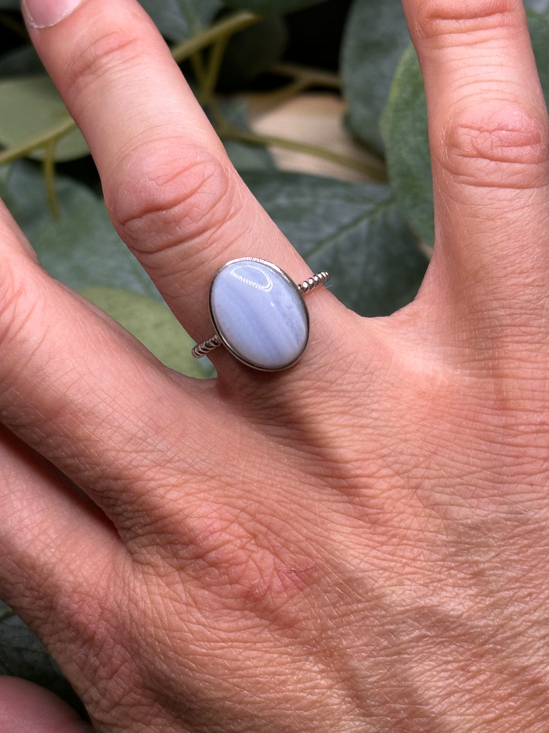 Blue Lace Adjustable Sterling Silver Ring