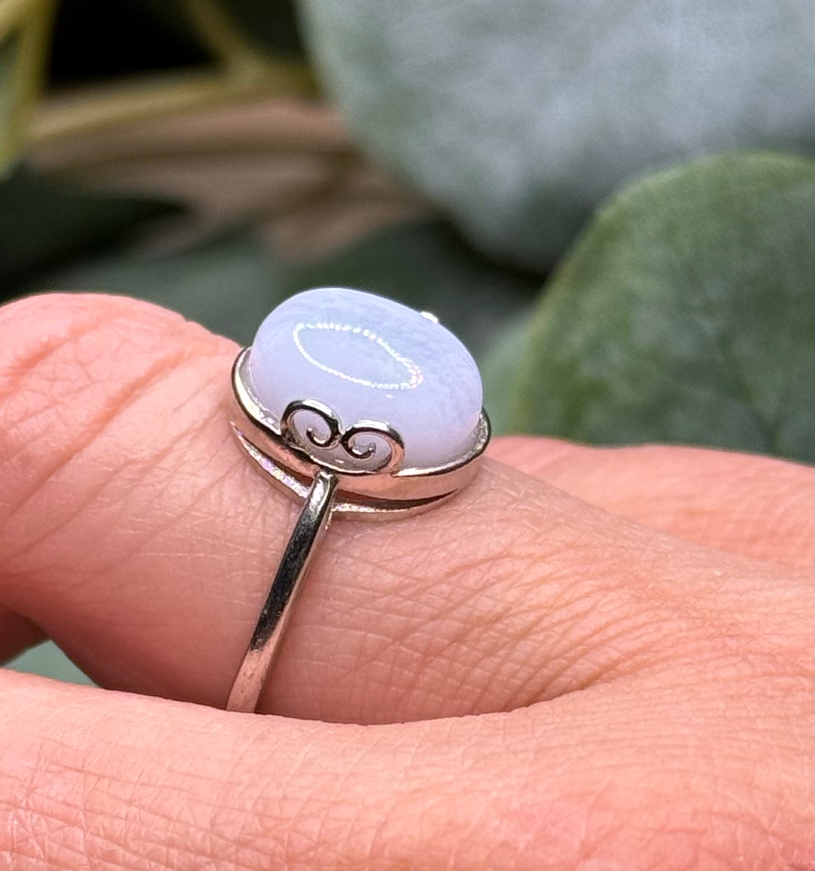 Blue lace agate adjustable ring, alternate view