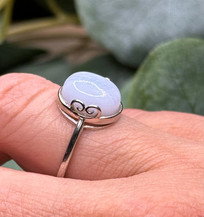 Blue Lace Adjustable Filigree Sterling Silver Ring