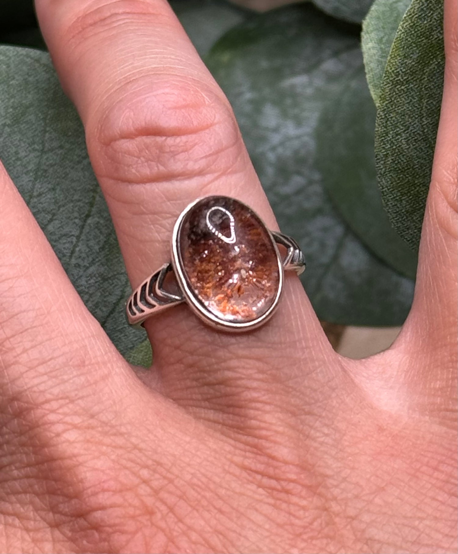 Garden Quartz Adjustable Sterling Silver Ring