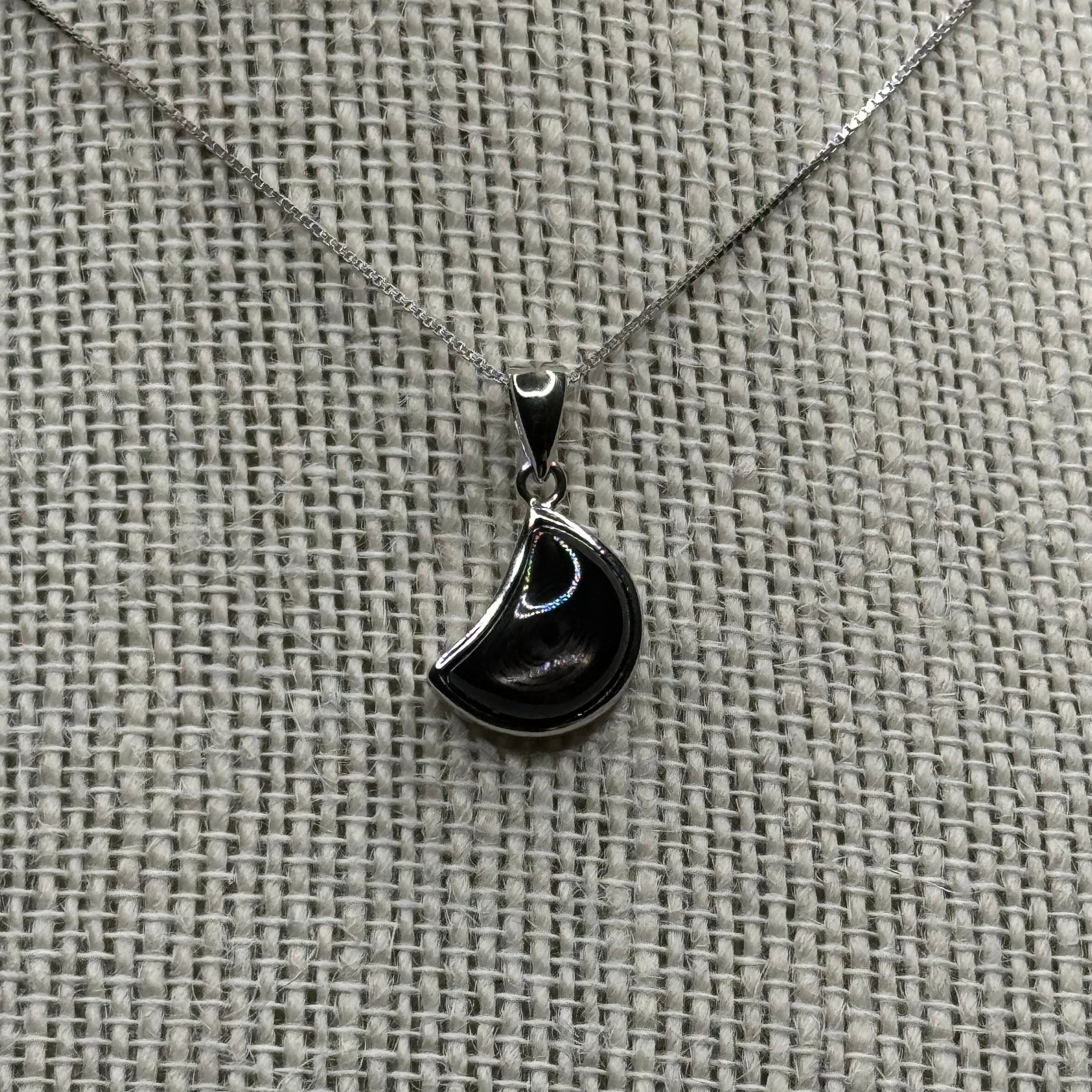 Hypersthene Moon Sterling Silver Pendant