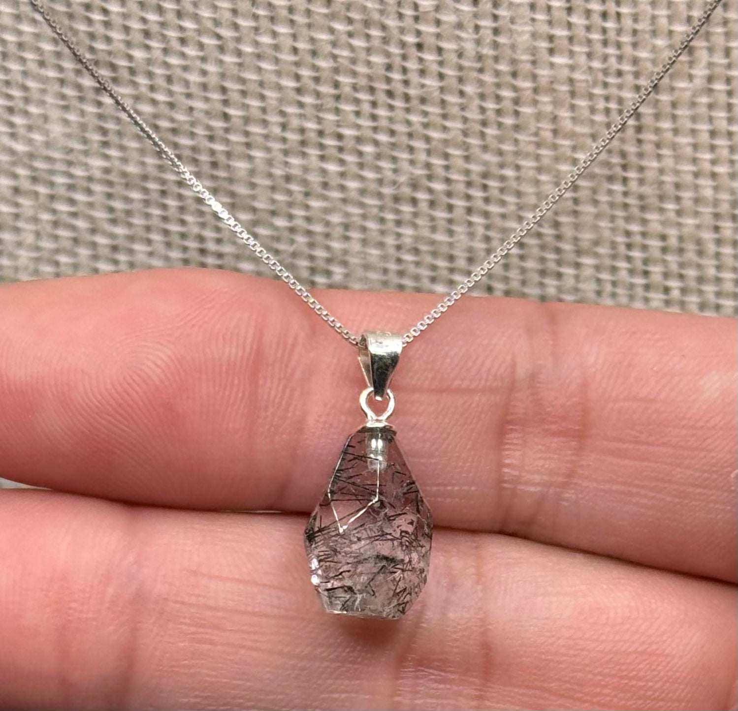 Tourmalinated Quartz Sterling Silver Pendant