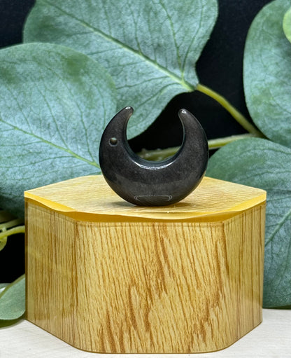 Silver Sheen Obsidian Moon Pendant