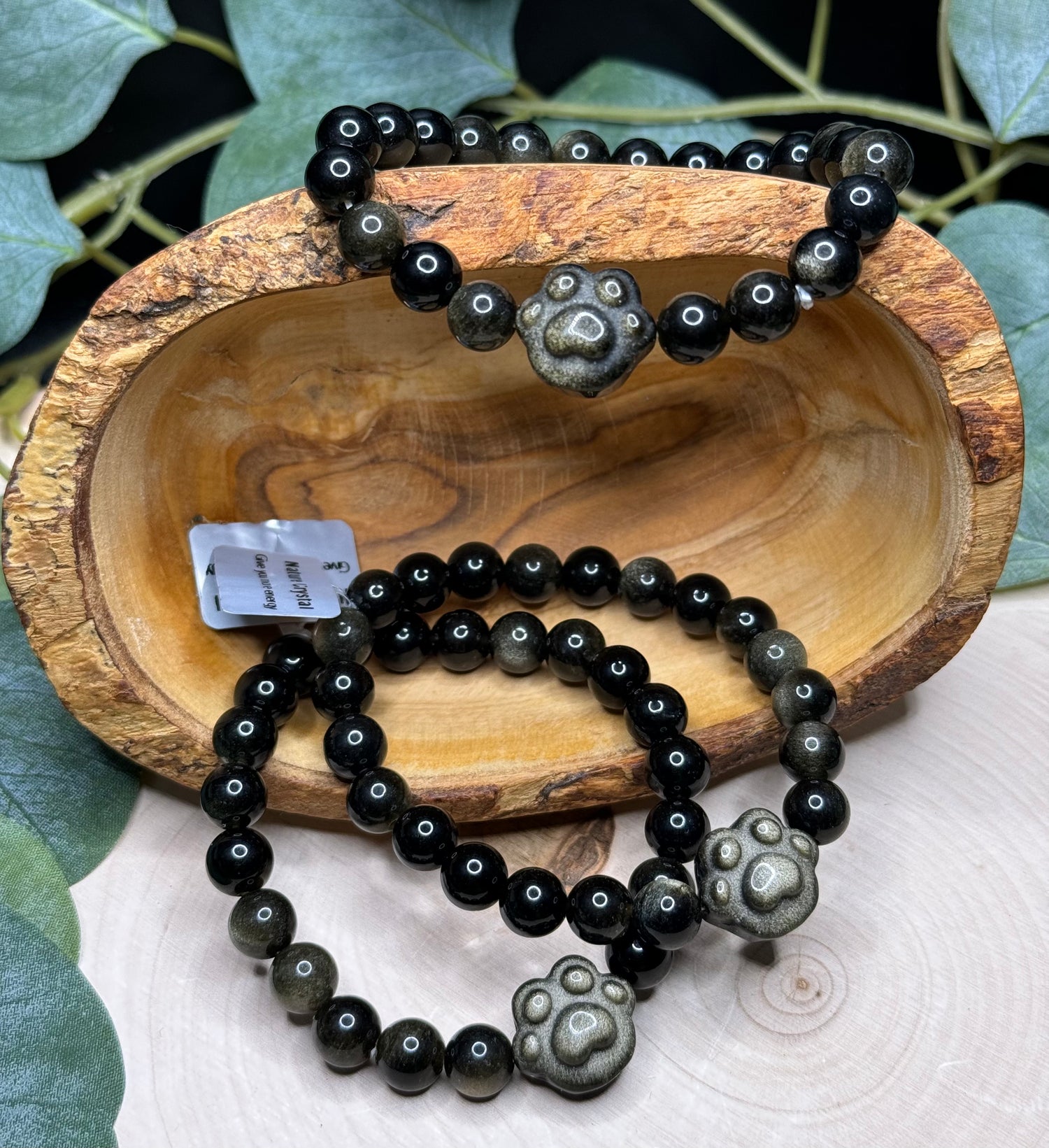 Obsidian Cat Paw Bracelets