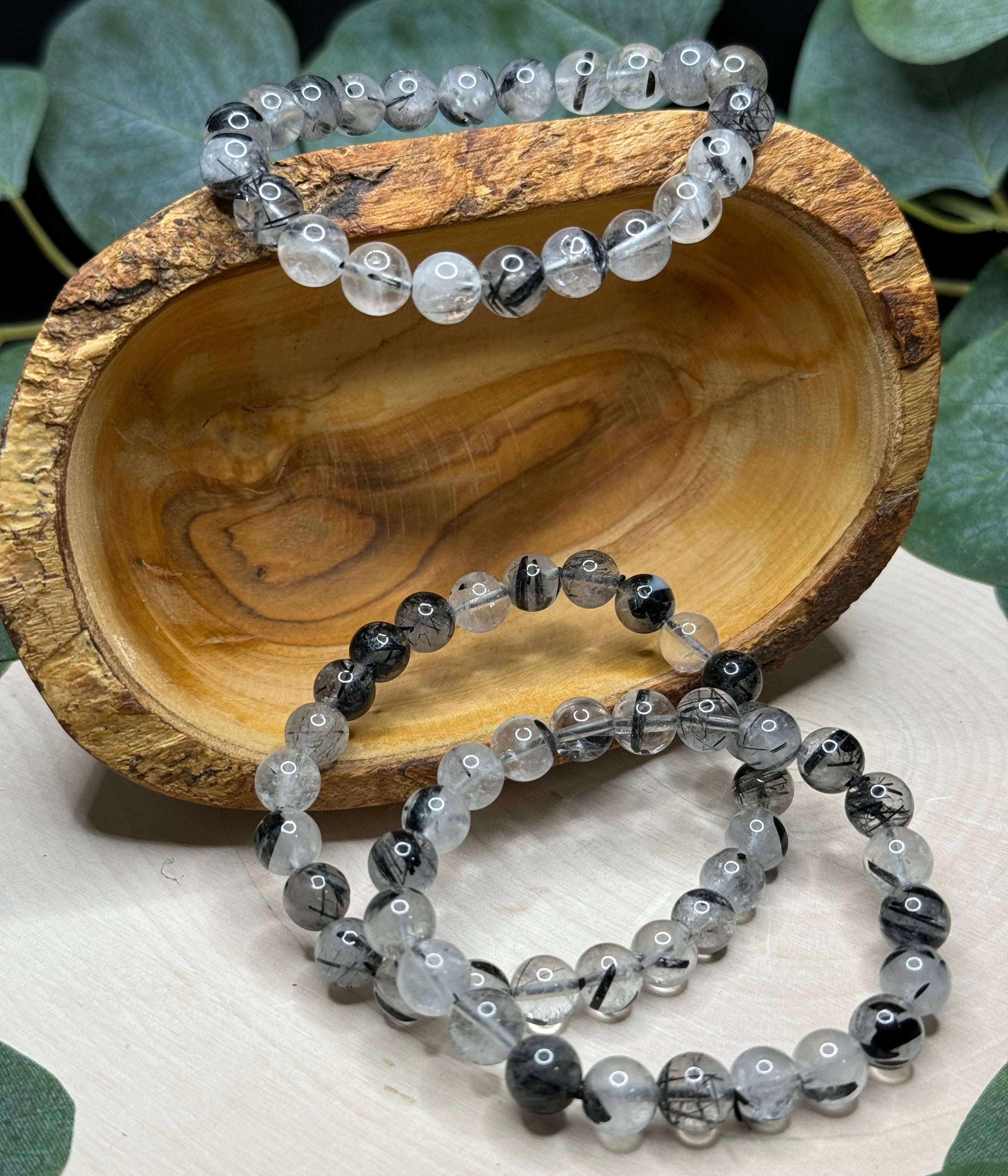 Black Tourmalinated Quartz 8mm Bracelets