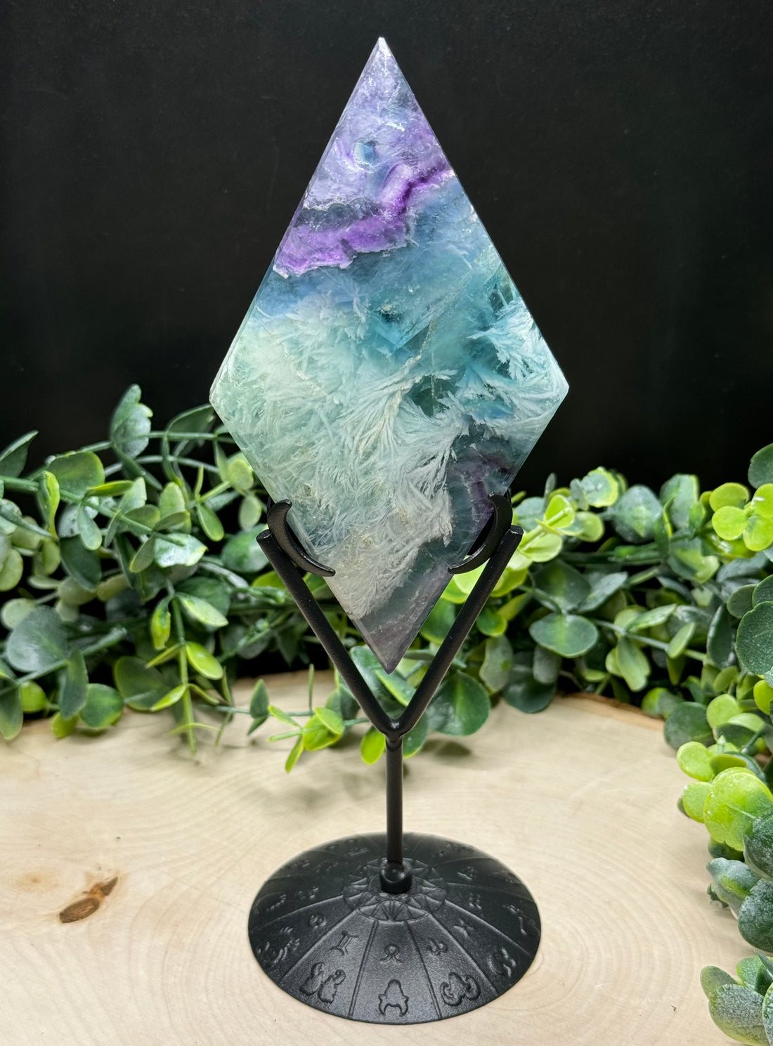 Feather Fluorite Diamonds With Stands