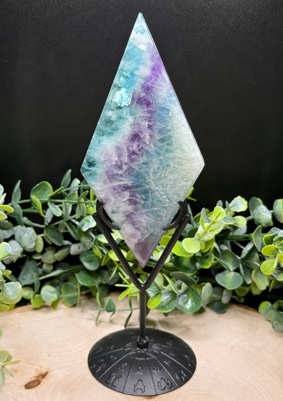 Feather Fluorite Diamonds With Stands