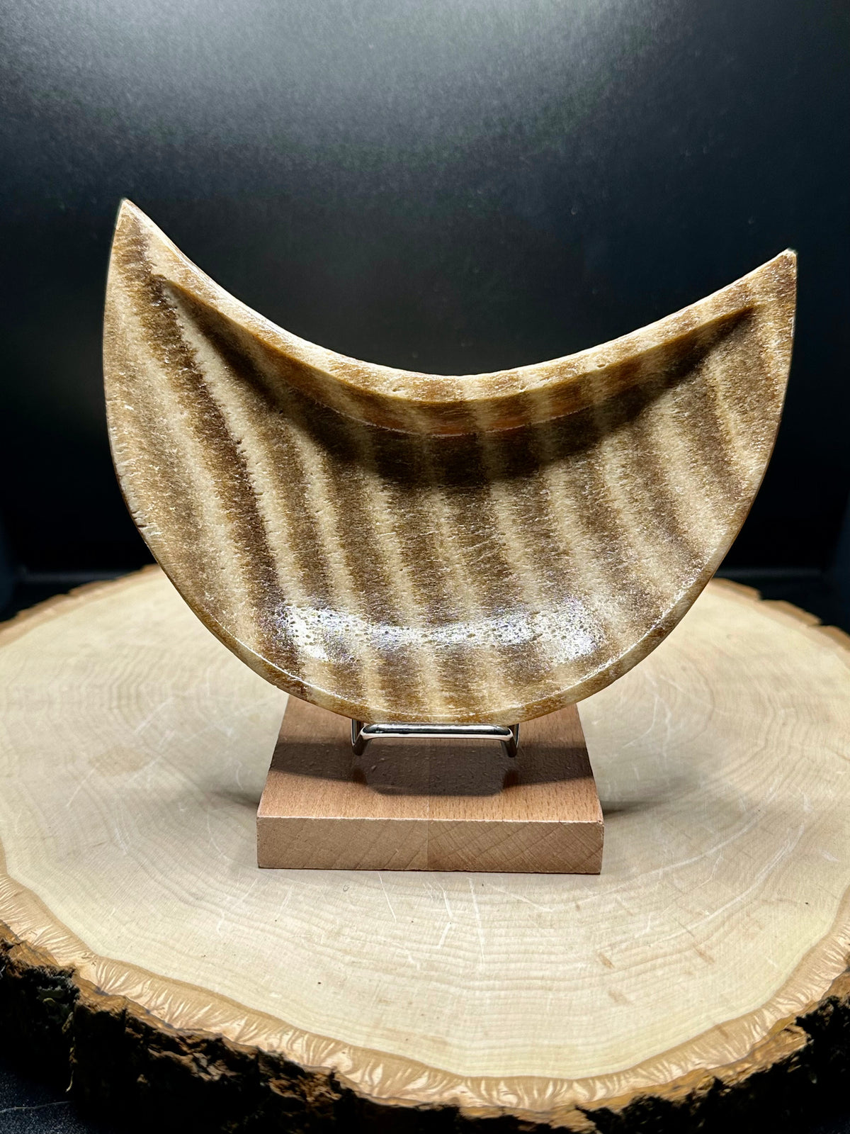 Mexican Onyx Crescent Moon Bowl | Banded Calcite Crystal Bowl | Home Decor &amp; Jewelry Dish