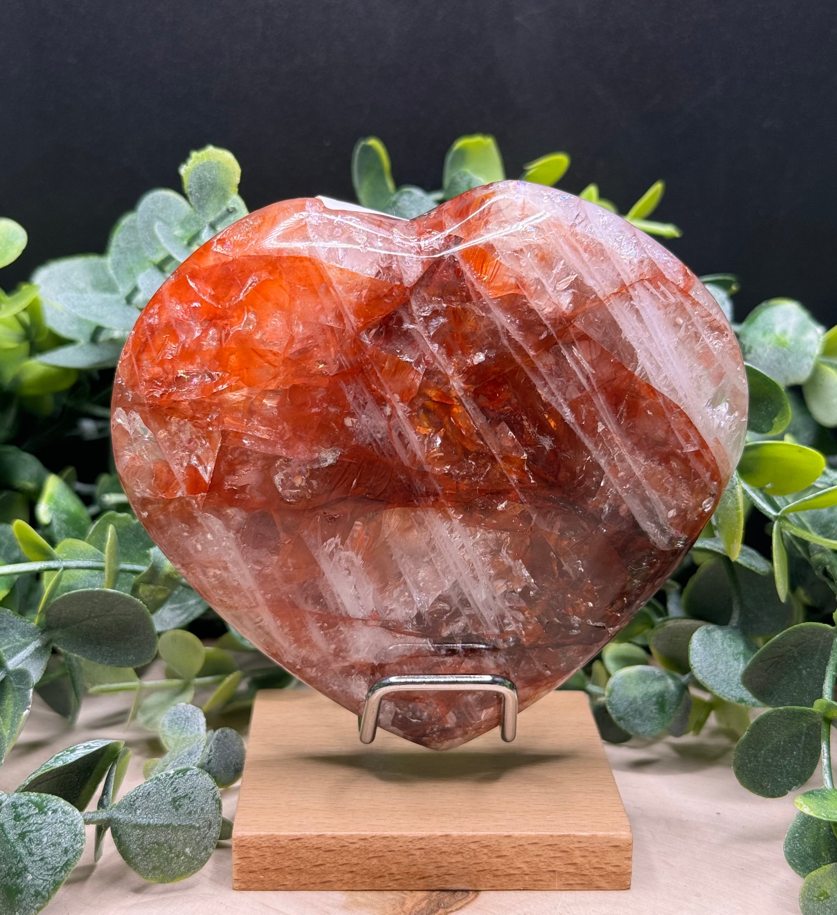 Fire Quartz Heart Carvings