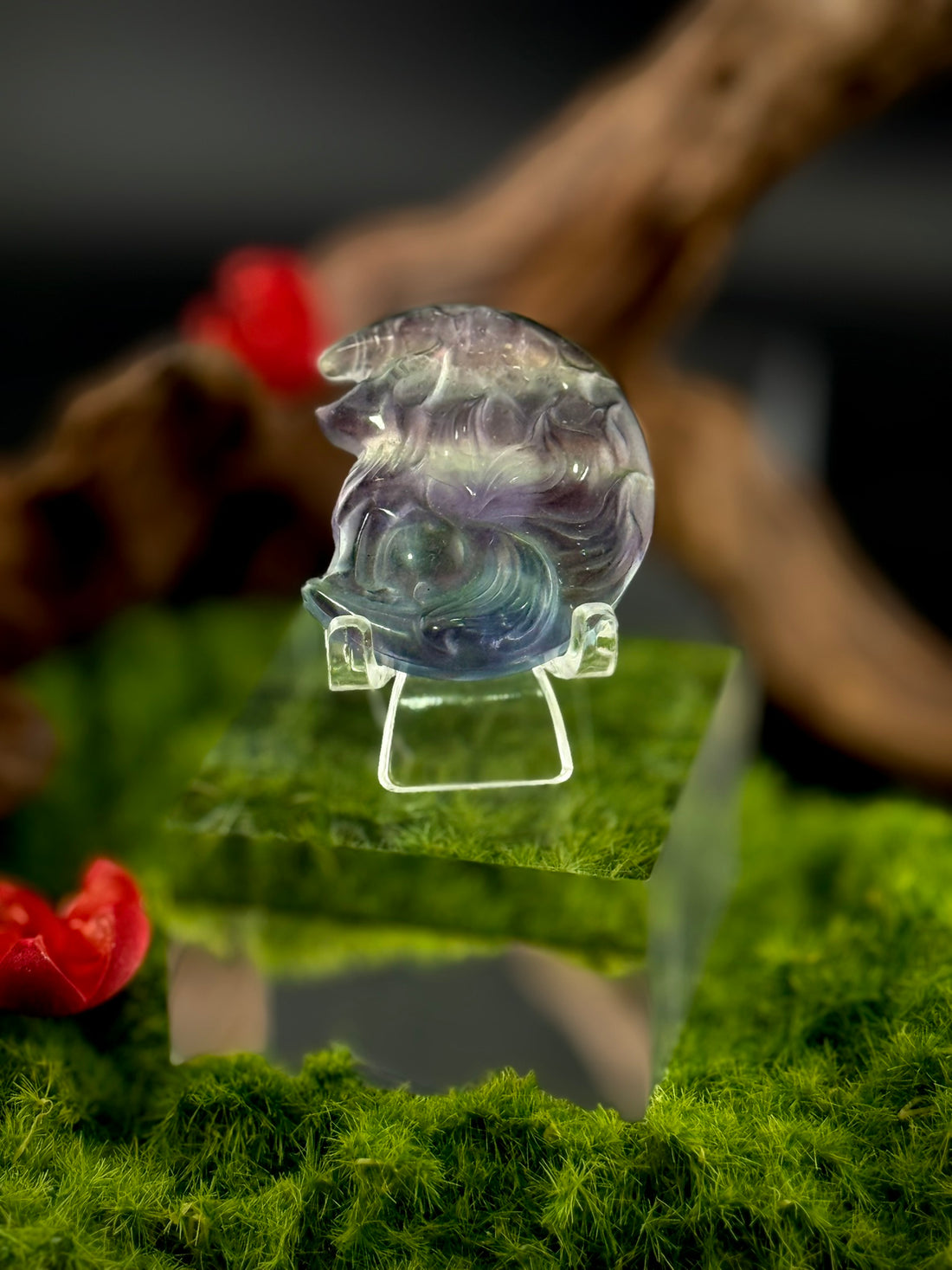 Fluorite Flat Kitsune Carvings