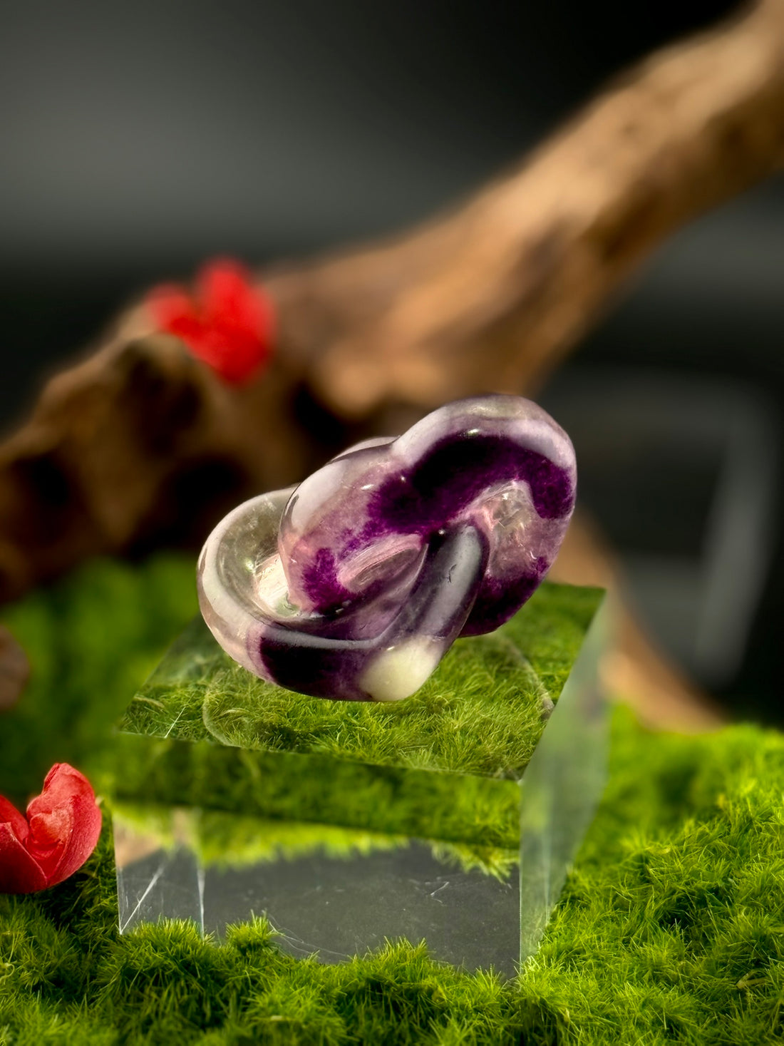 Fluorite Linked Heart Carvings