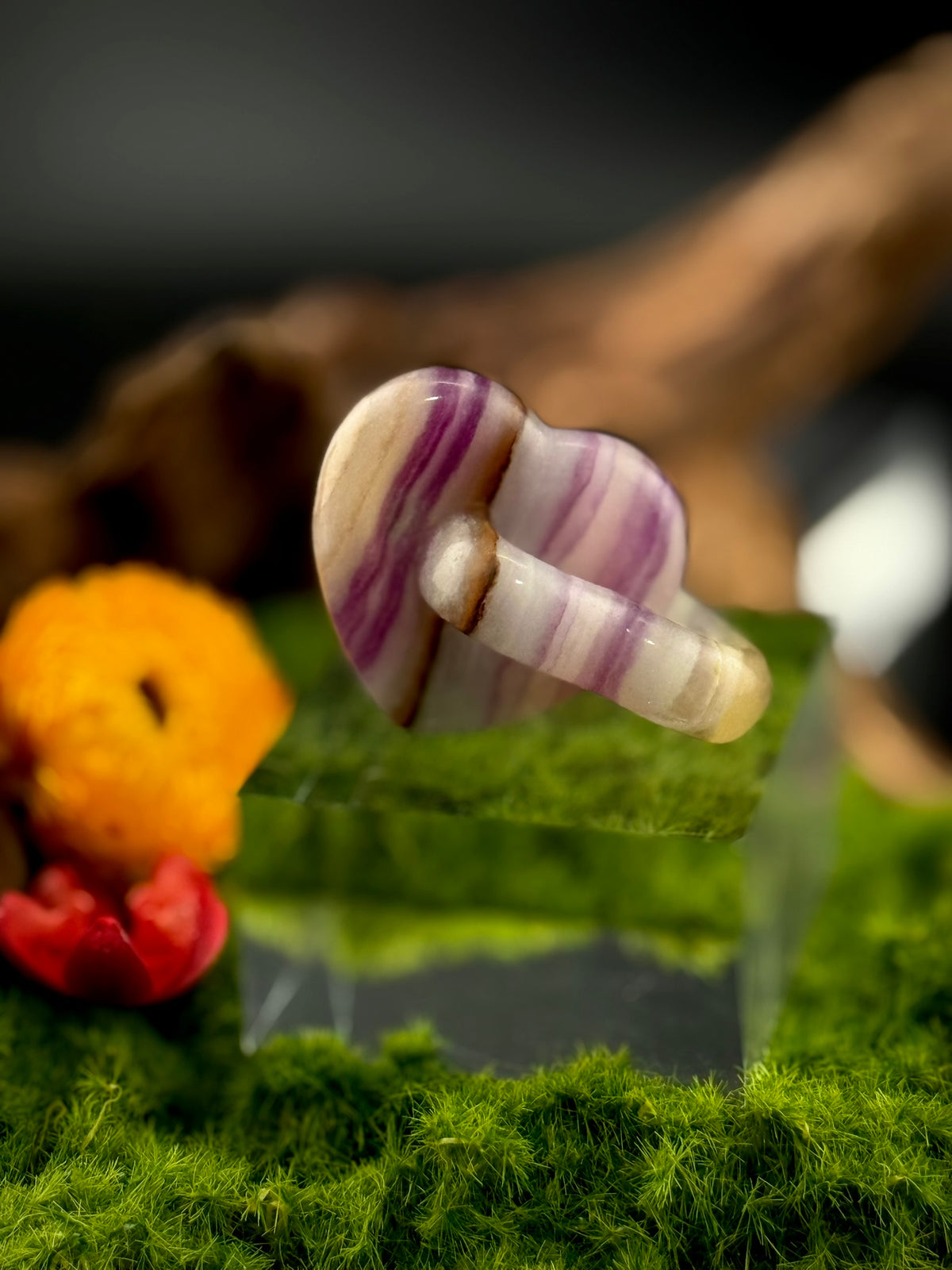 Fluorite Linked Heart Carvings