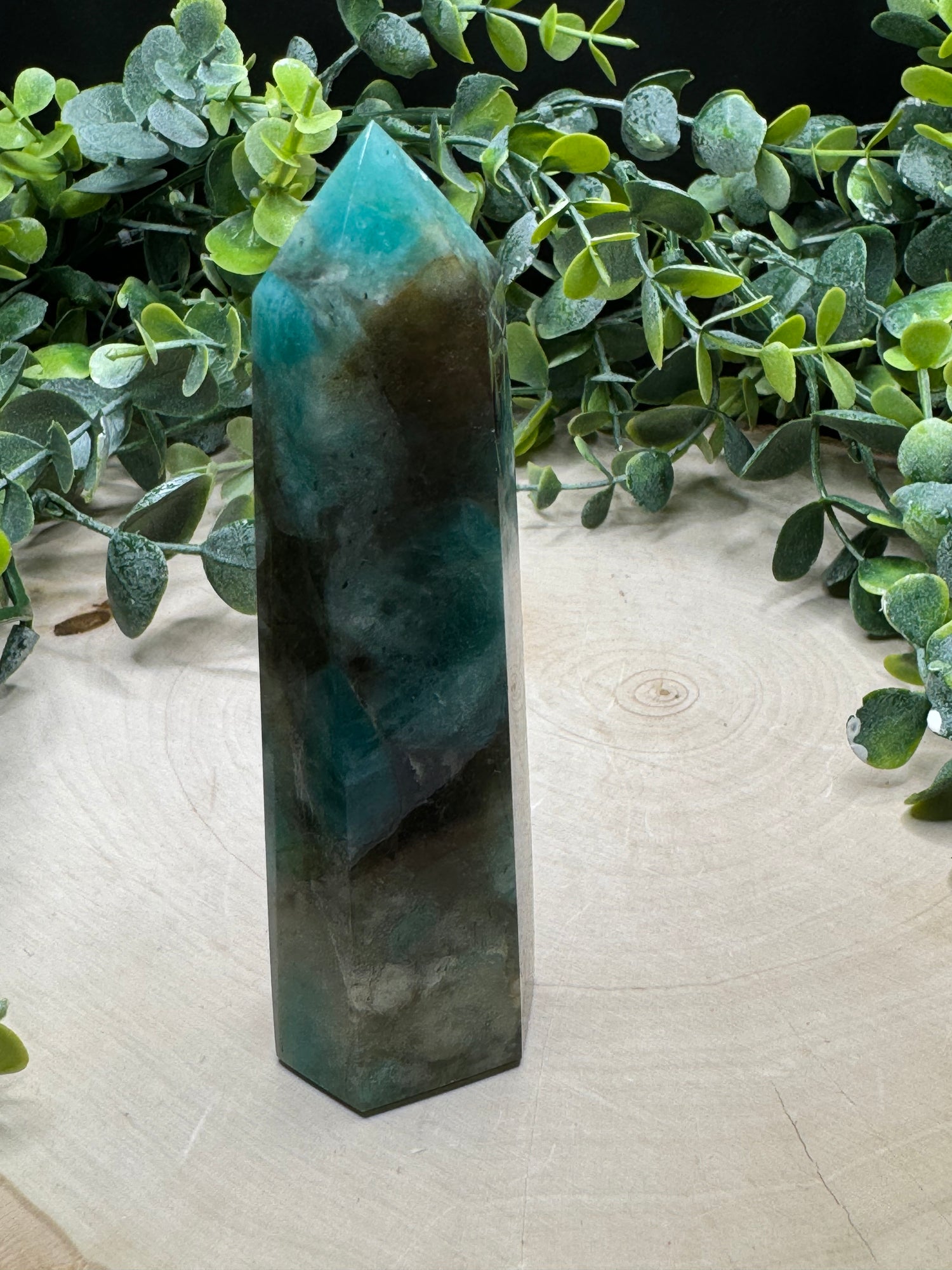 Amazonite w/ Smoky Quartz Towers