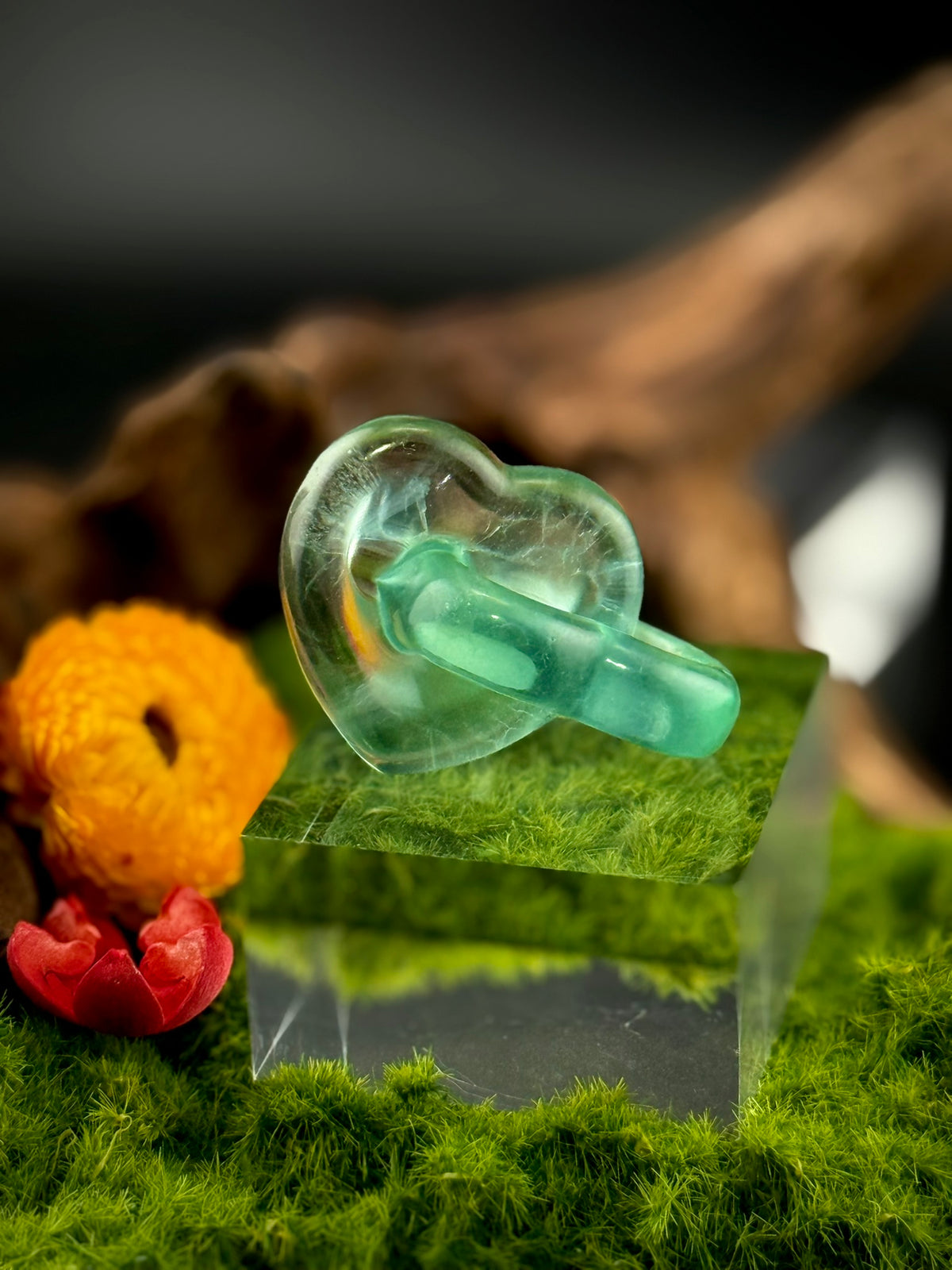 Fluorite Linked Heart Carvings