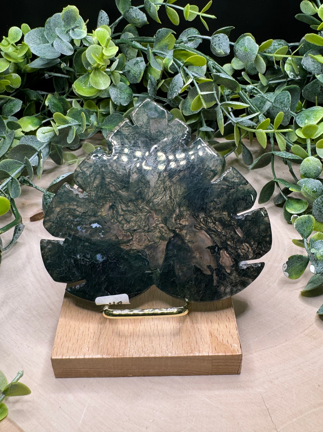 Moss Agate Leaf Carvings