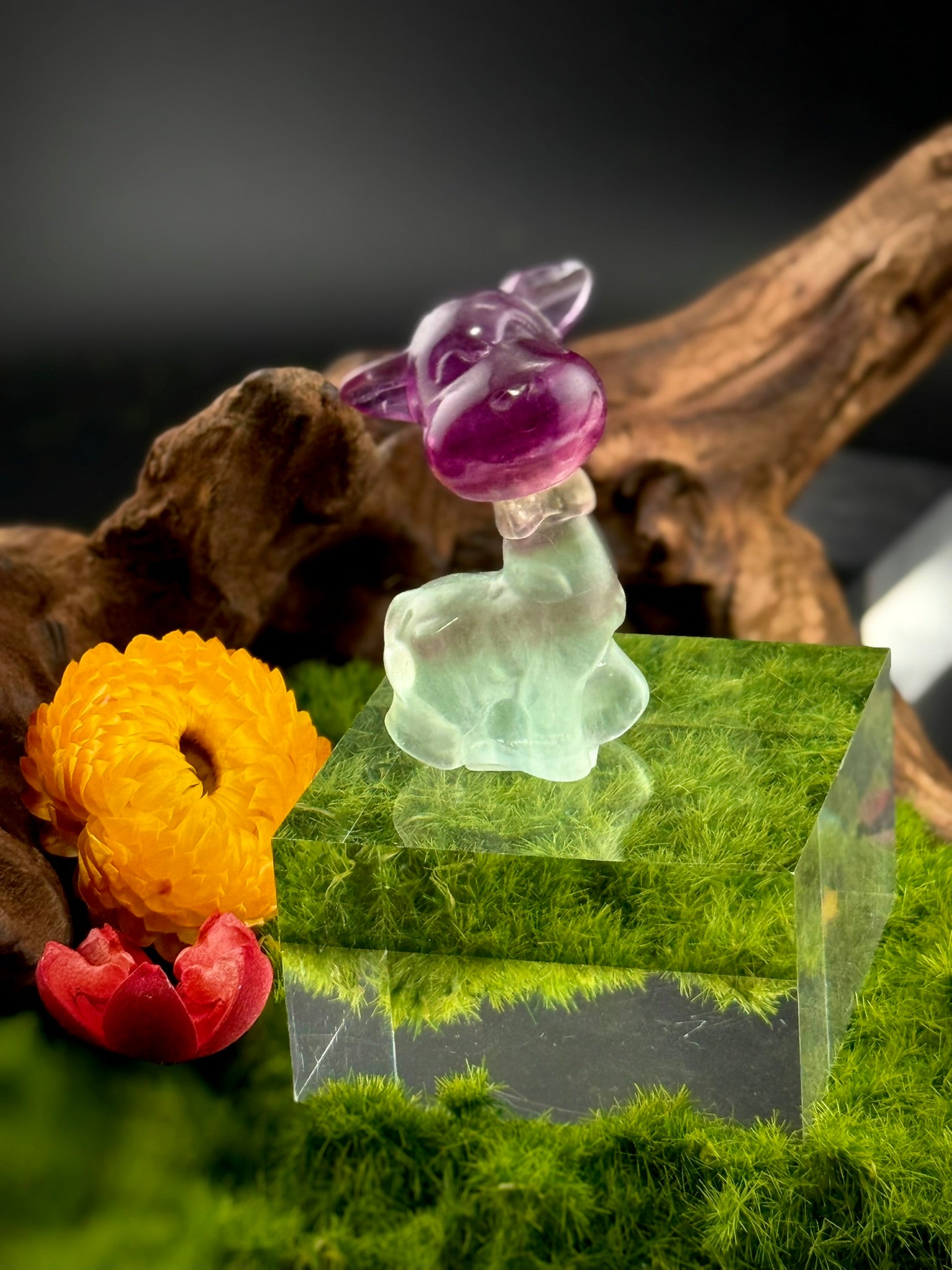 Fluorite Giraffe with Bowtie Carvings