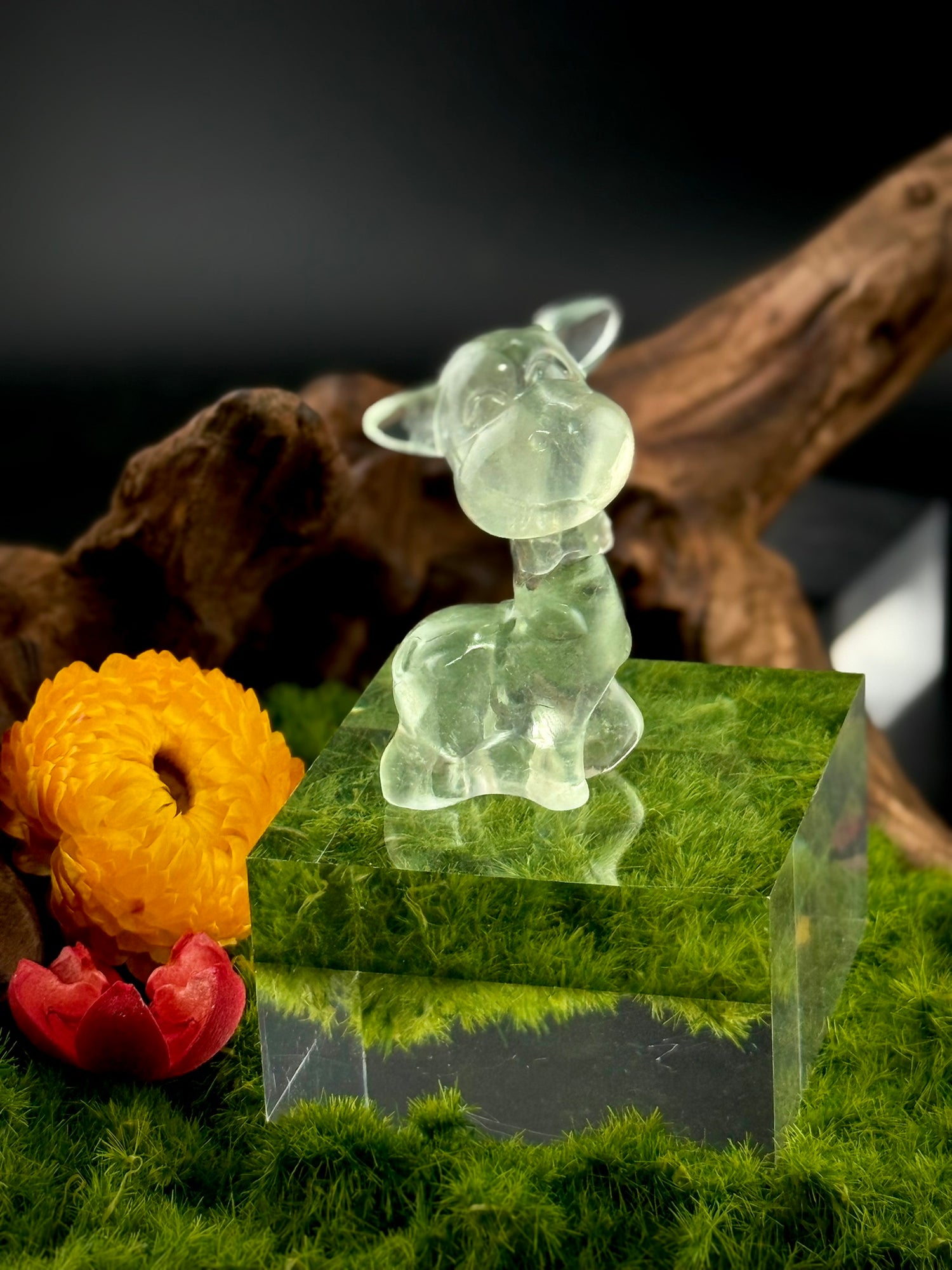 Fluorite Giraffe with Bowtie Carvings