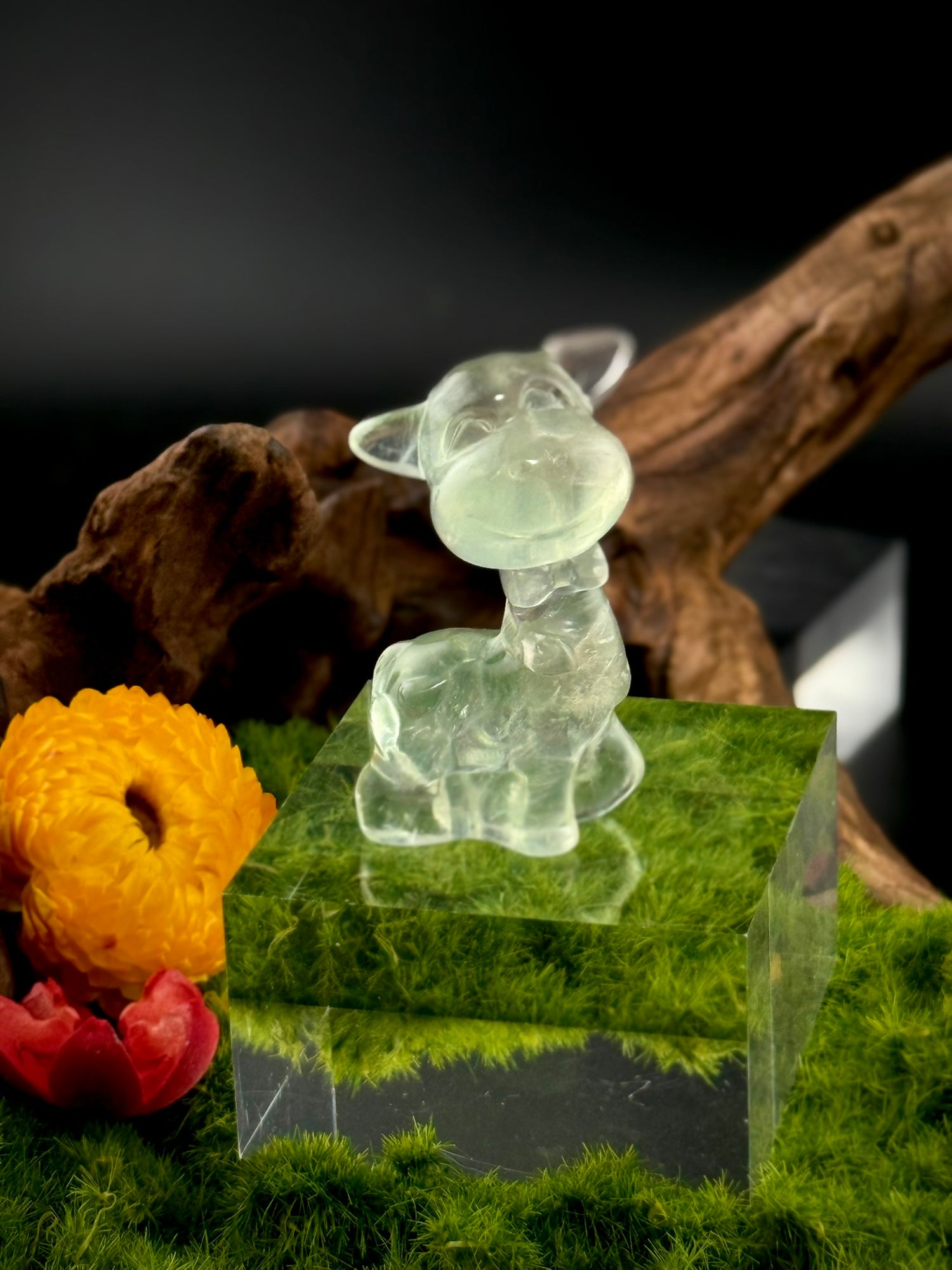 Fluorite Giraffe with Bowtie Carvings