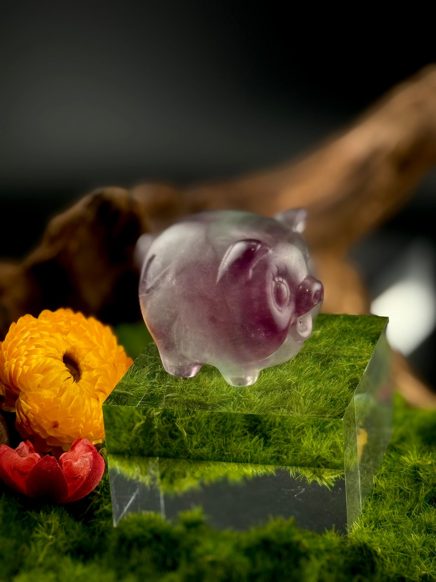 Fluorite Standing Pig Carvings