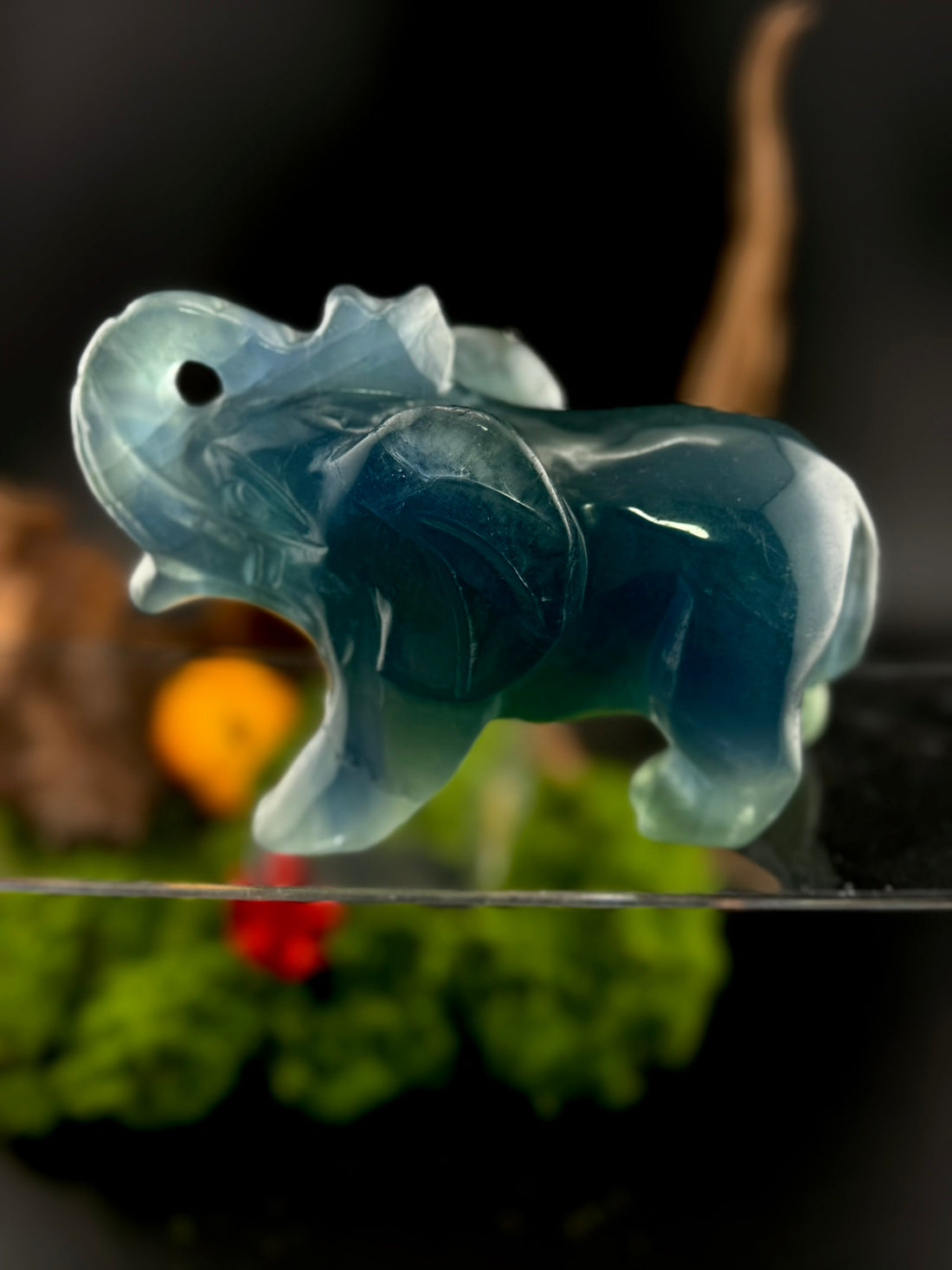 Fluorite Large Elephant Carving