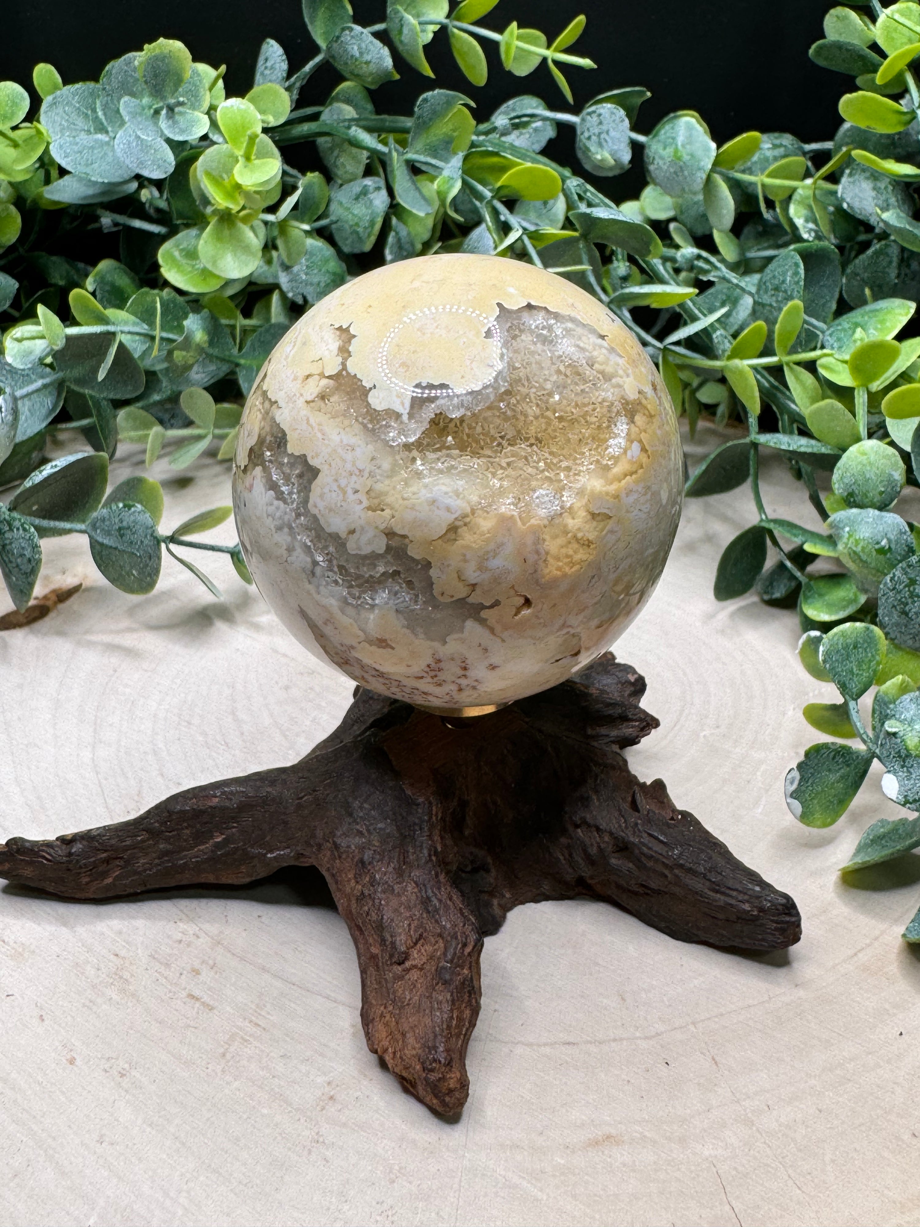 Indonesian Gold Plume Agate Sphere | Natural Plume Agate Crystal Ball - Still Water Crystals