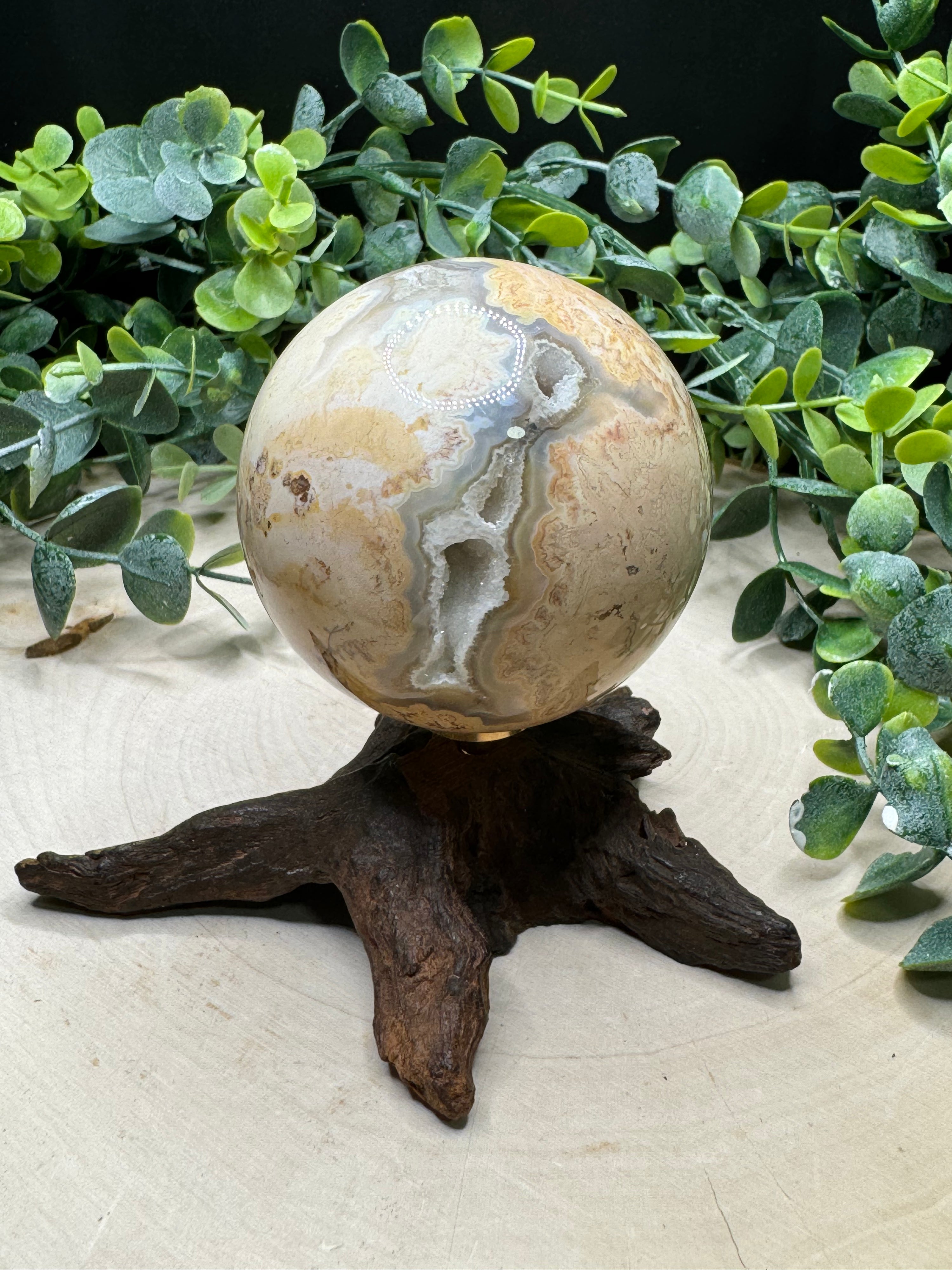 Indonesian Gold Plume Agate Sphere | Natural Plume Agate Crystal Ball - Still Water Crystals