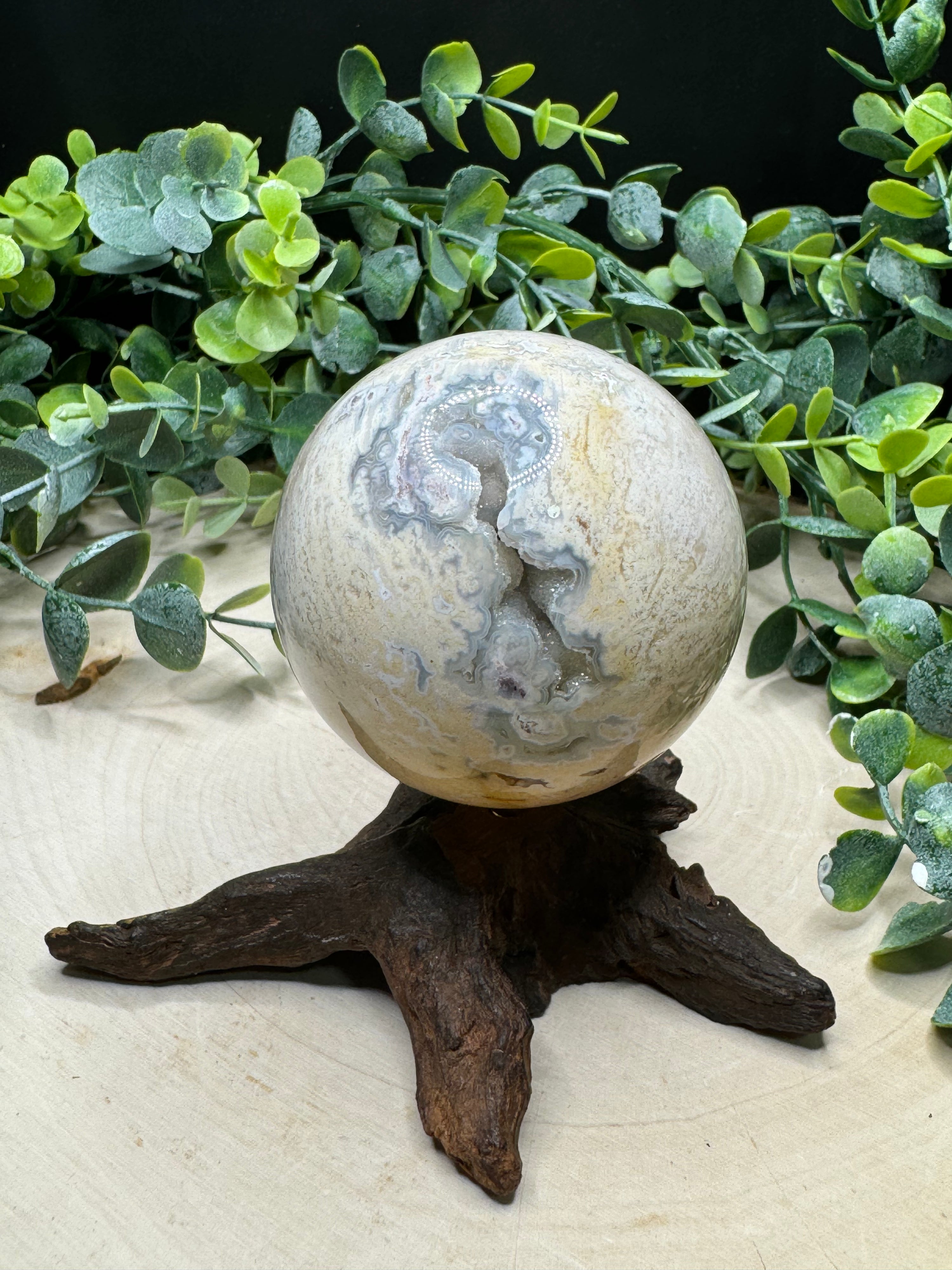 Indonesian Gold Plume Agate Sphere | Natural Plume Agate Crystal Ball - Still Water Crystals