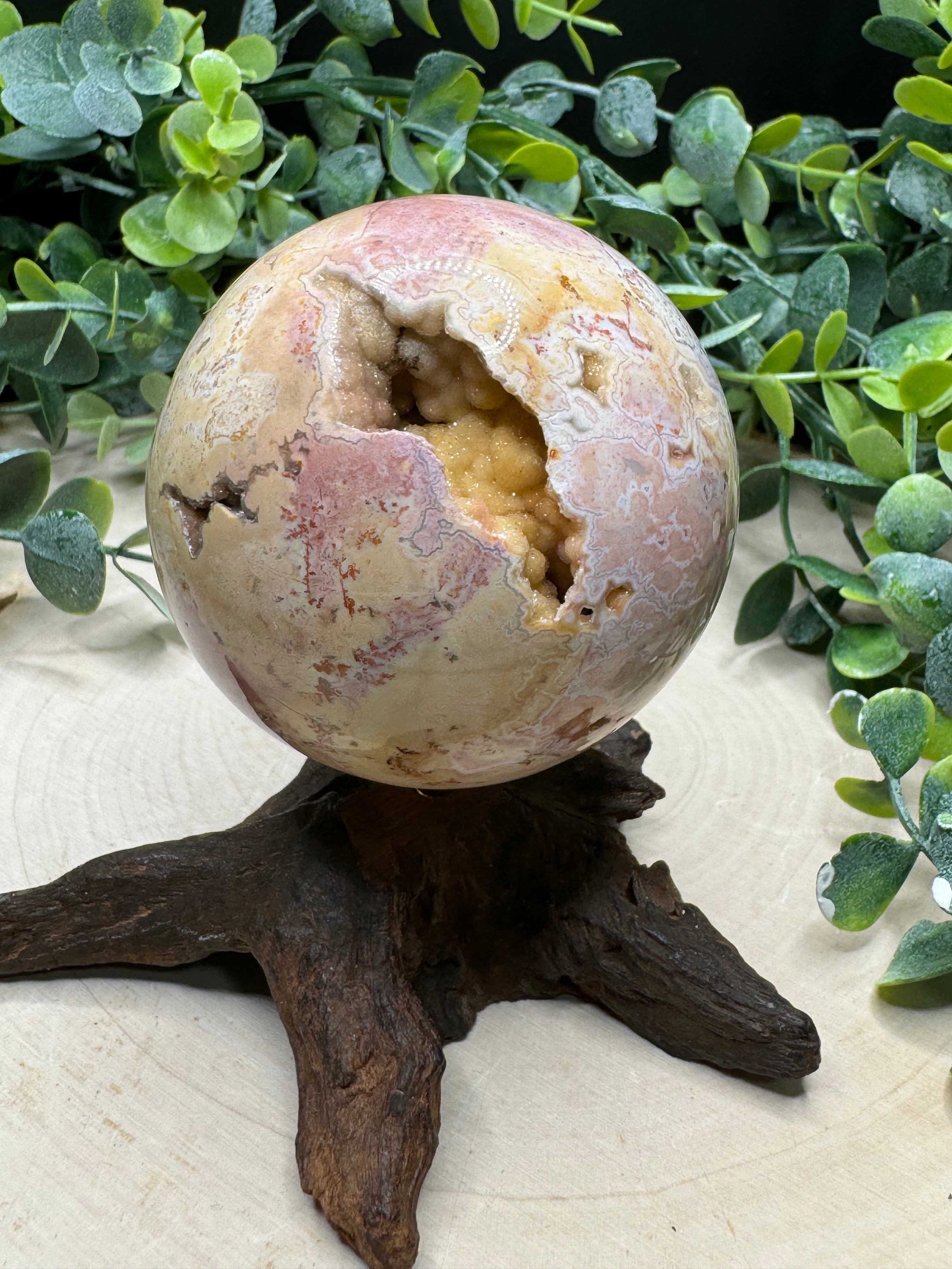 Indonesian Gold Plume Agate Sphere | Natural Plume Agate Crystal Ball - Still Water Crystals