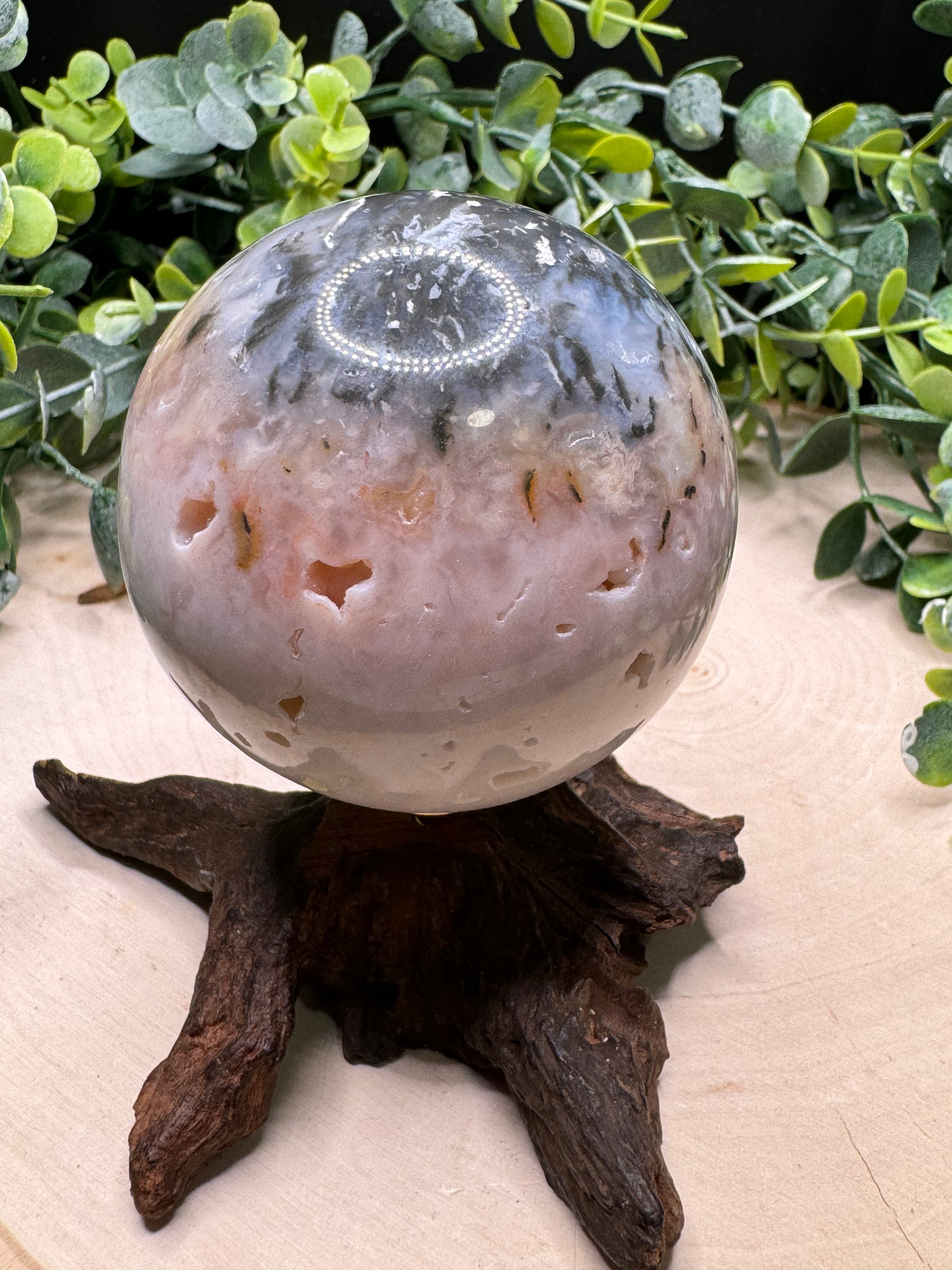 Pink Plume Agate Spheres