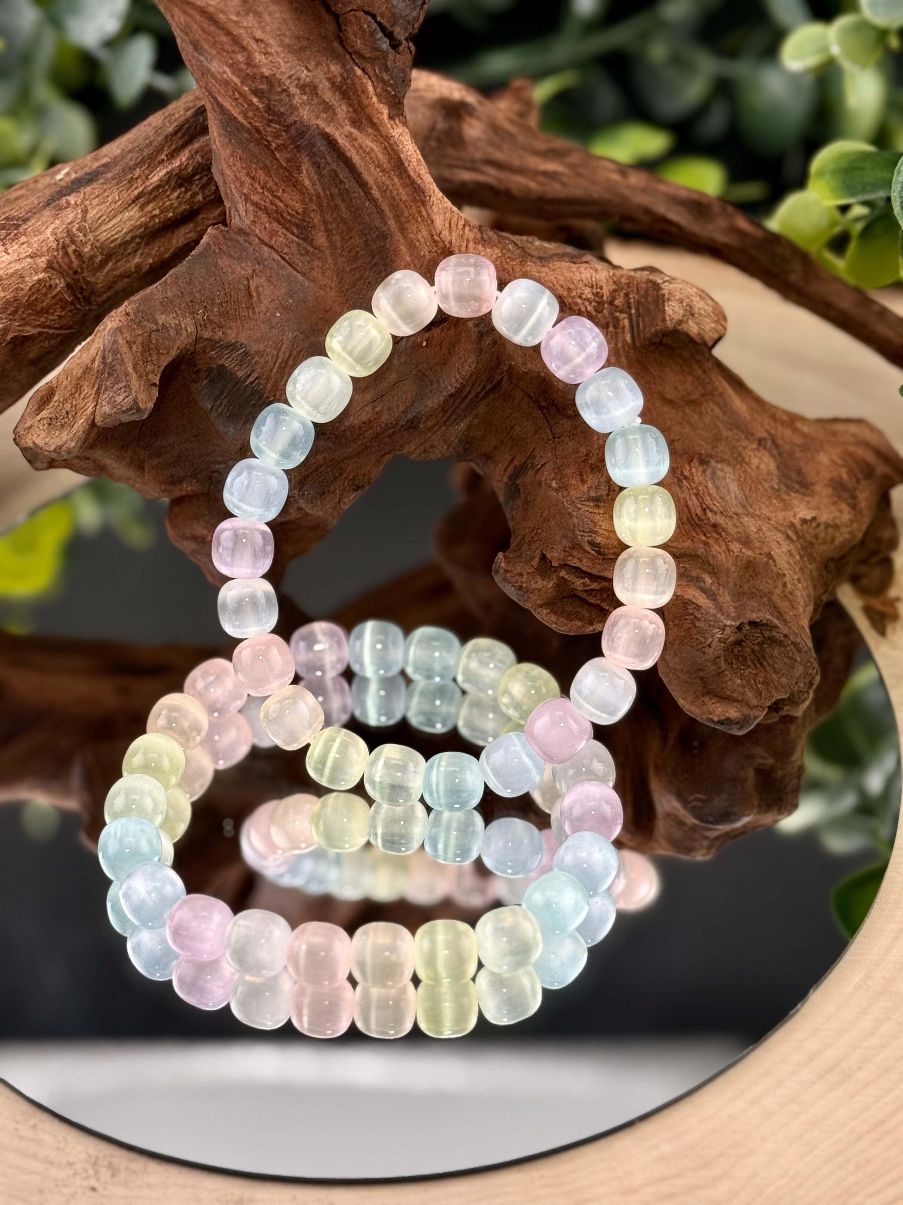 Dyed Pastel Selenite 7mm Bracelets