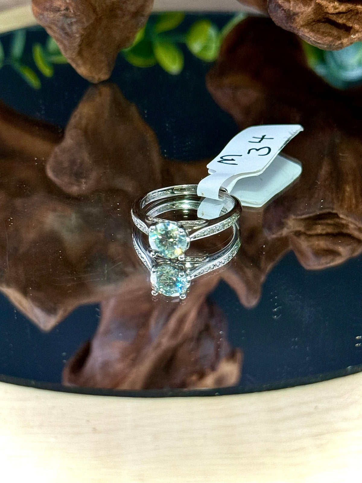 Moissanite sterling silver ring, alternate view