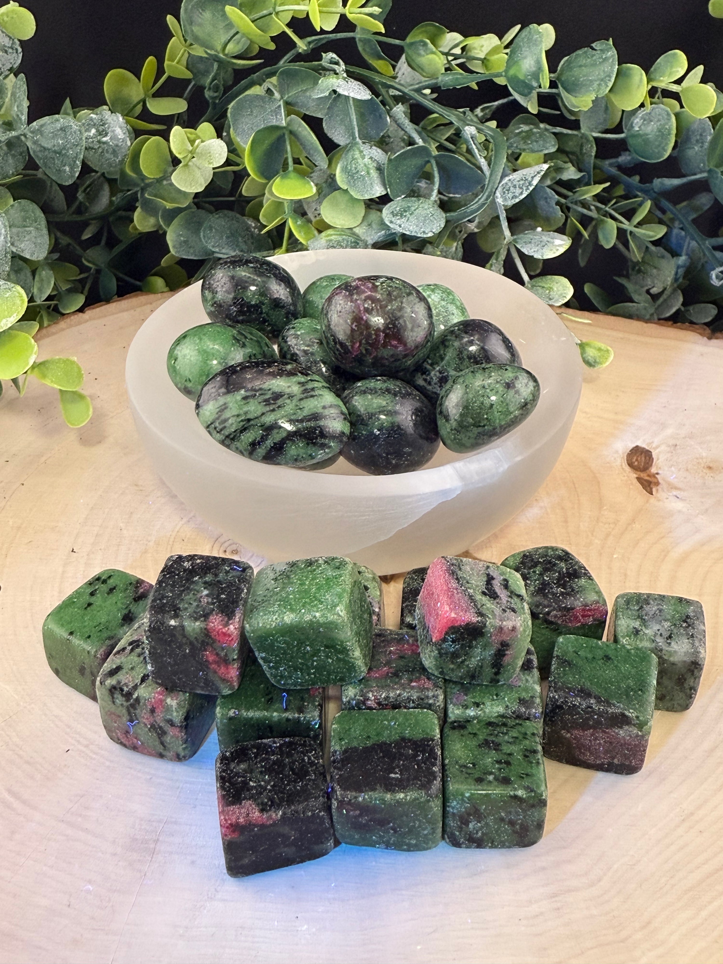 Ruby Zoisite Tumbles &amp; Cubes - Still Water Crystals