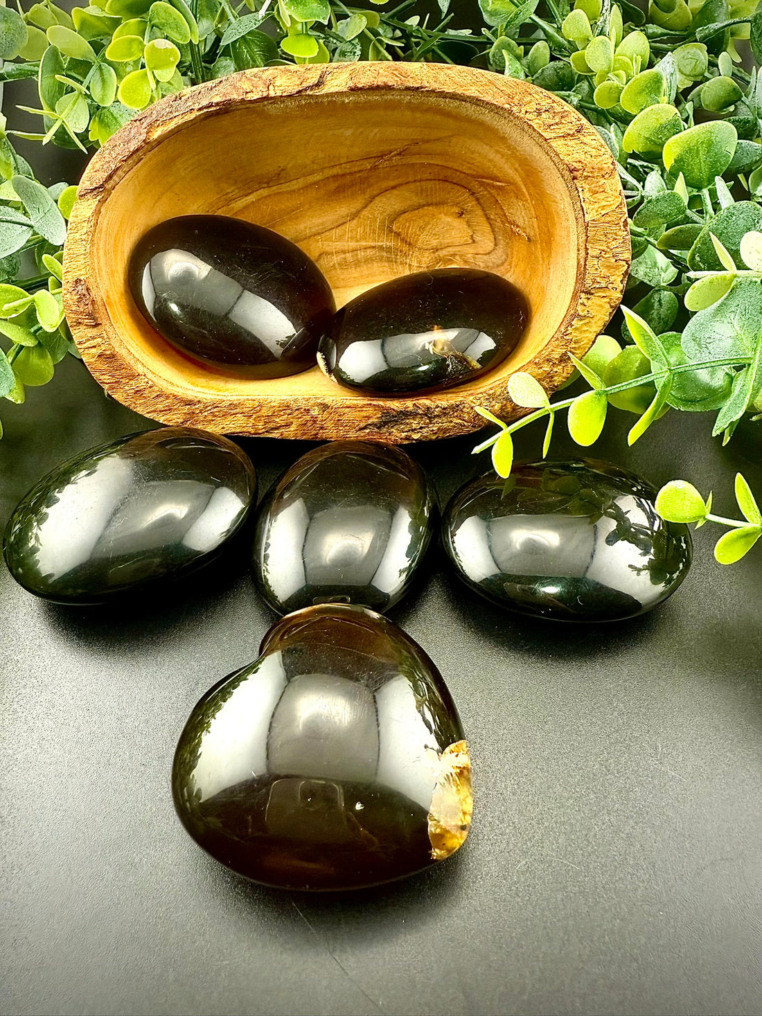 Blue Amber Palmstones