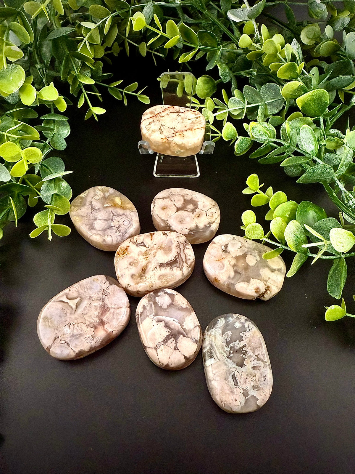 Flower Agate Flat Palmstones - Still Water Crystals