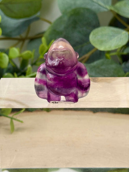 Hand-Polished Rainbow Fluorite Gorilla Carvings