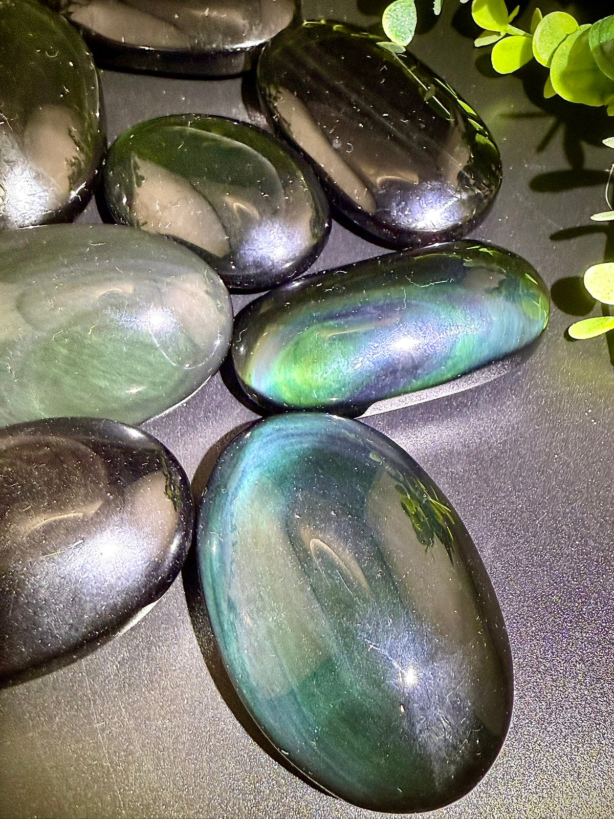 Rainbow Obsidian Palmstones - Still Water Crystals