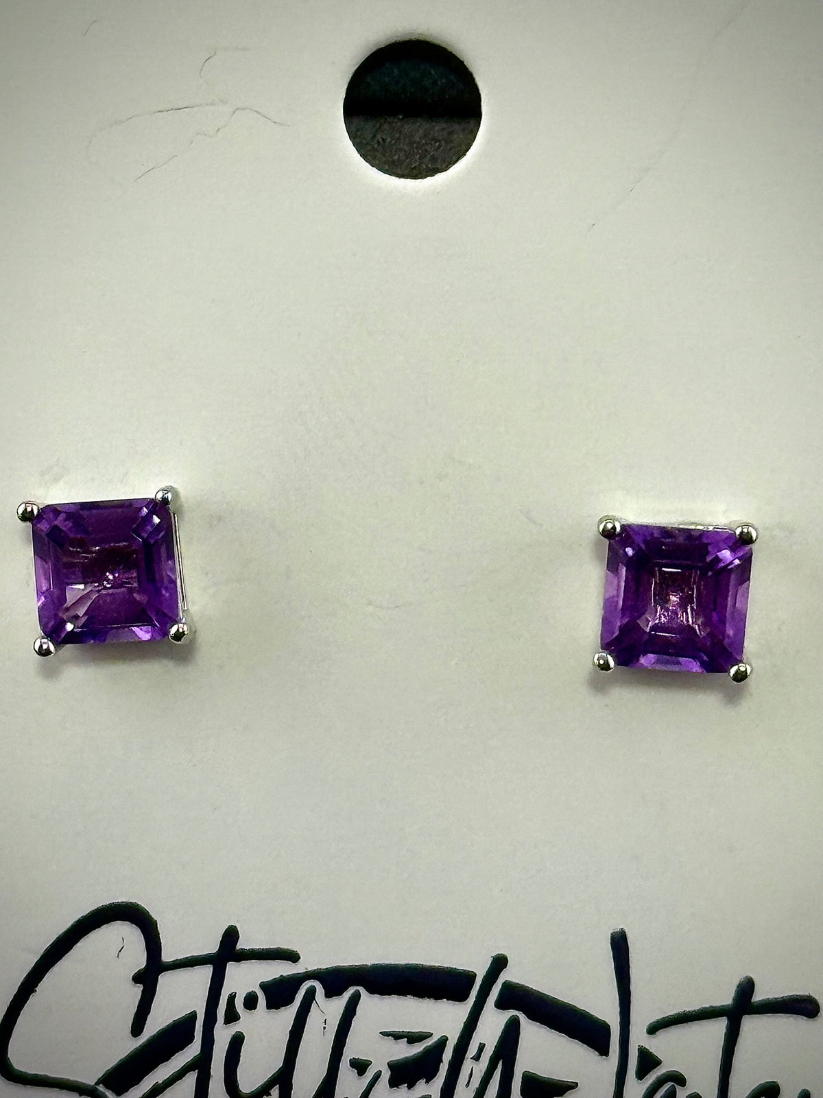 Princess Cut Amethyst Stud Earrings | 925 Sterling Silver | February Birthstone Jewelry - Still Water Crystals