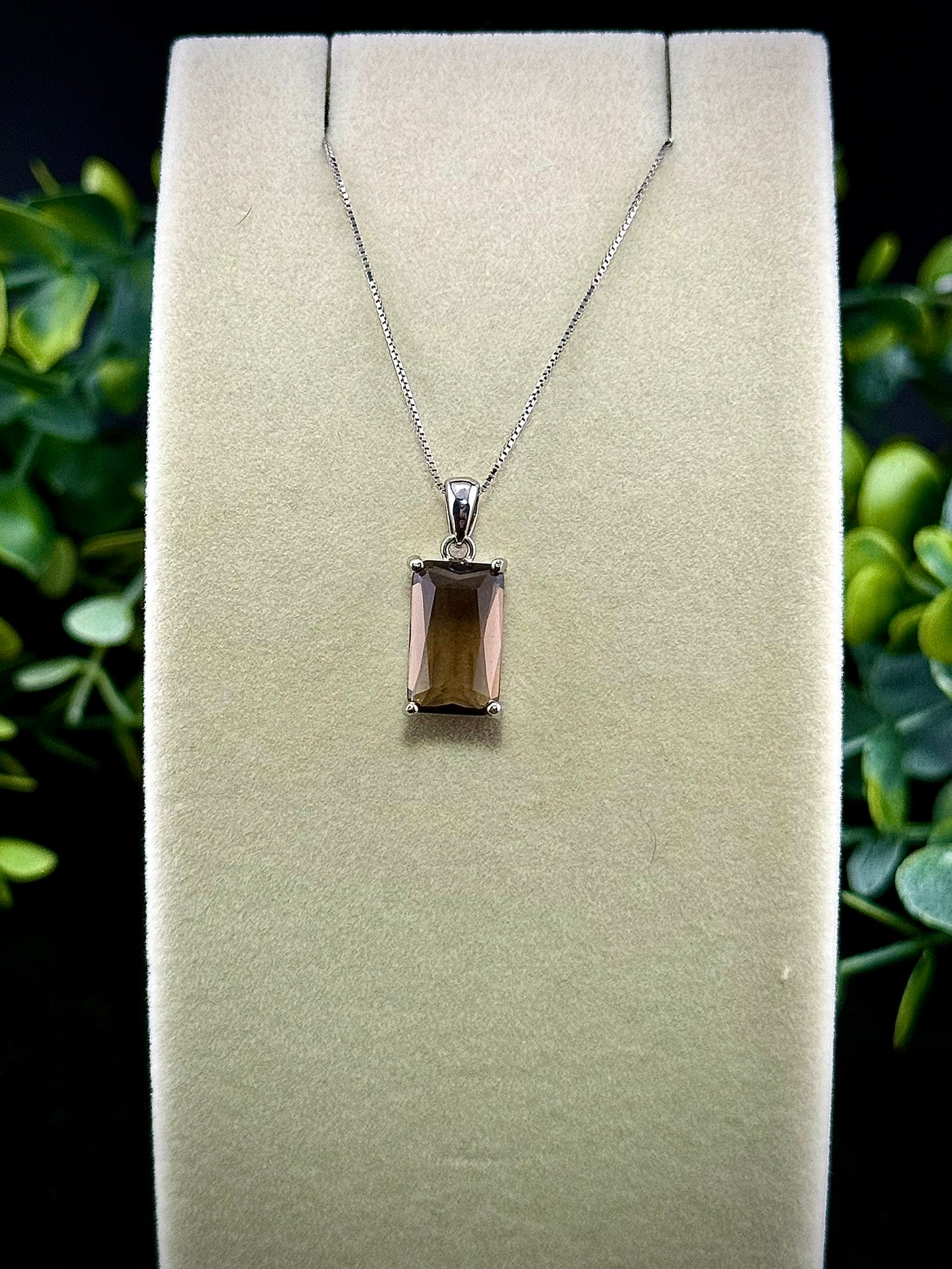 Smoky Quartz Emerald Cut Pendant