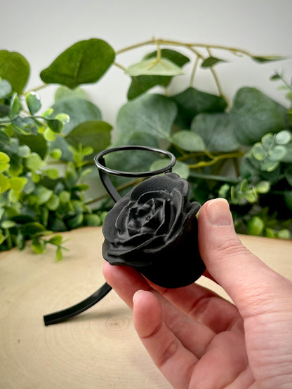 Matte Black Obsidian Rose Carvings w/ Stand