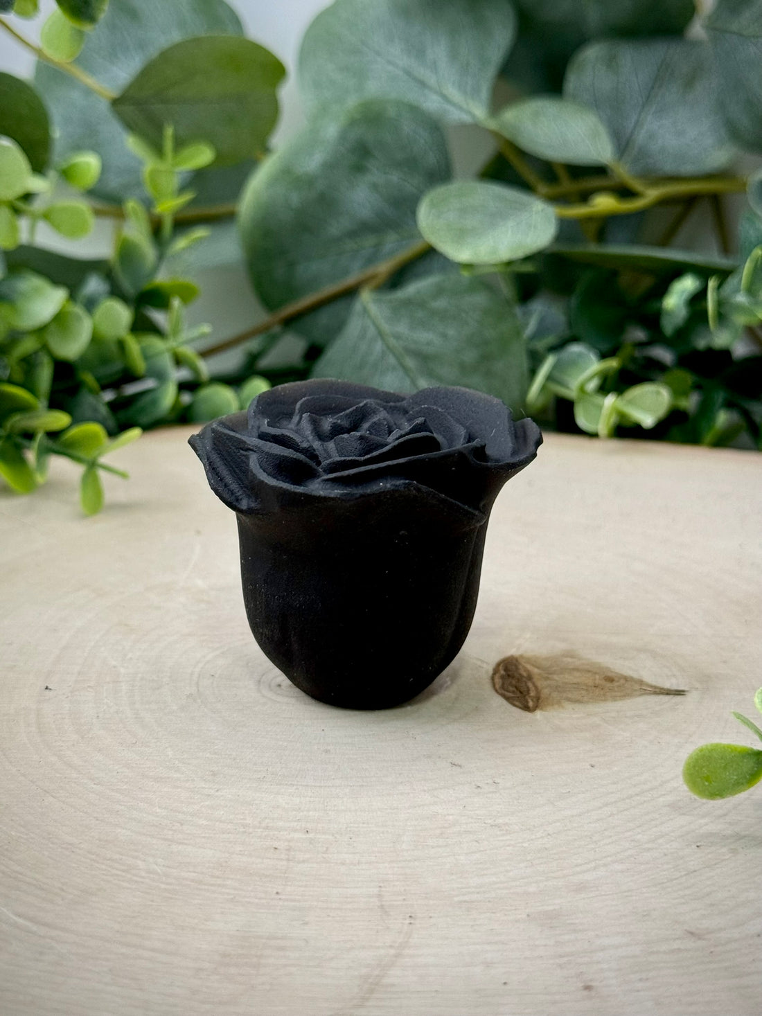 Matte Black Obsidian Rose Carvings w/ Stand
