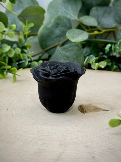 Matte Black Obsidian Rose Carvings w/ Stand