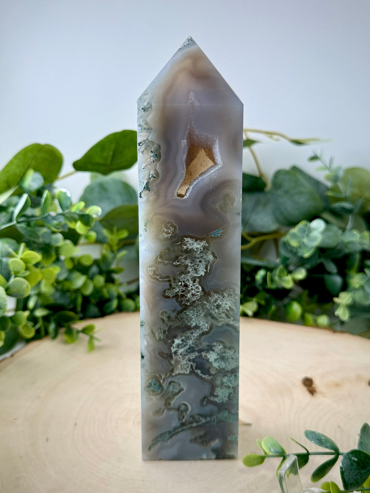Moss Agate Towers | Natural Gemstone Crystal Point Decor