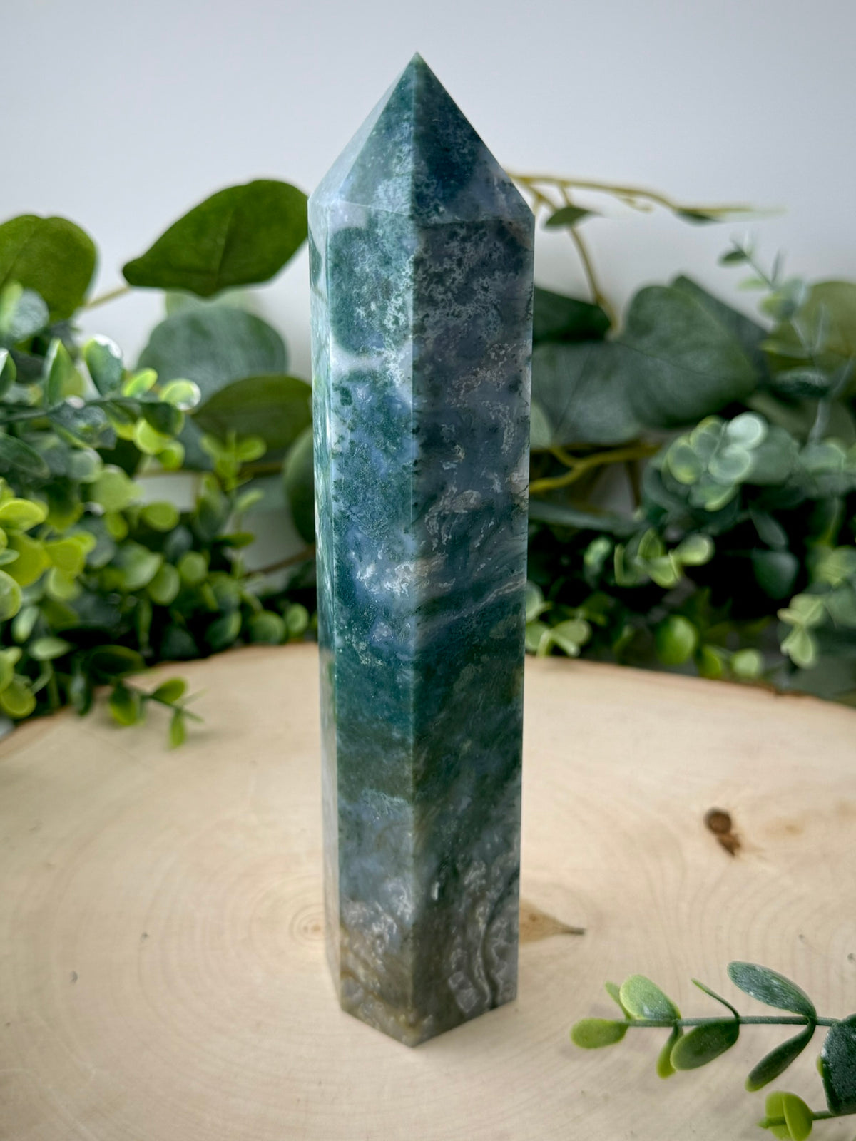 Moss Agate Towers | Natural Gemstone Crystal Point Decor