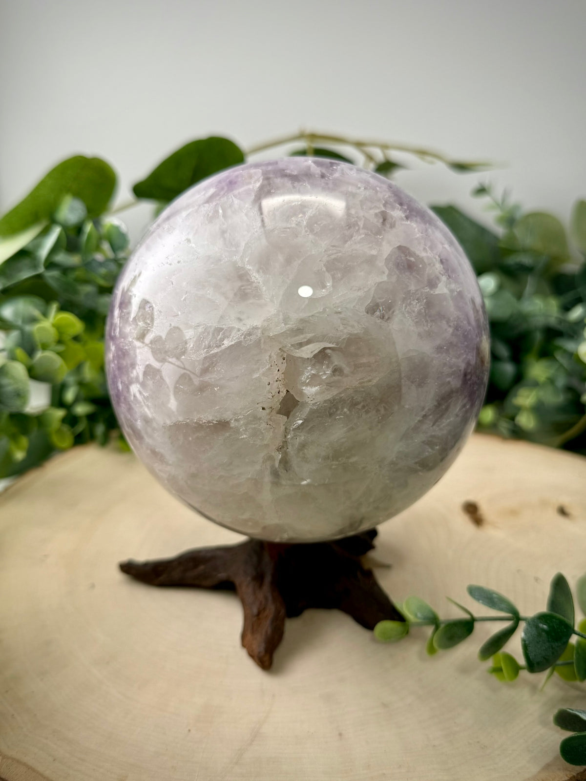 Amethyst &amp; Flower Agate Statement Spheres | Natural Polished Crystal Spheres - Still Water Crystals