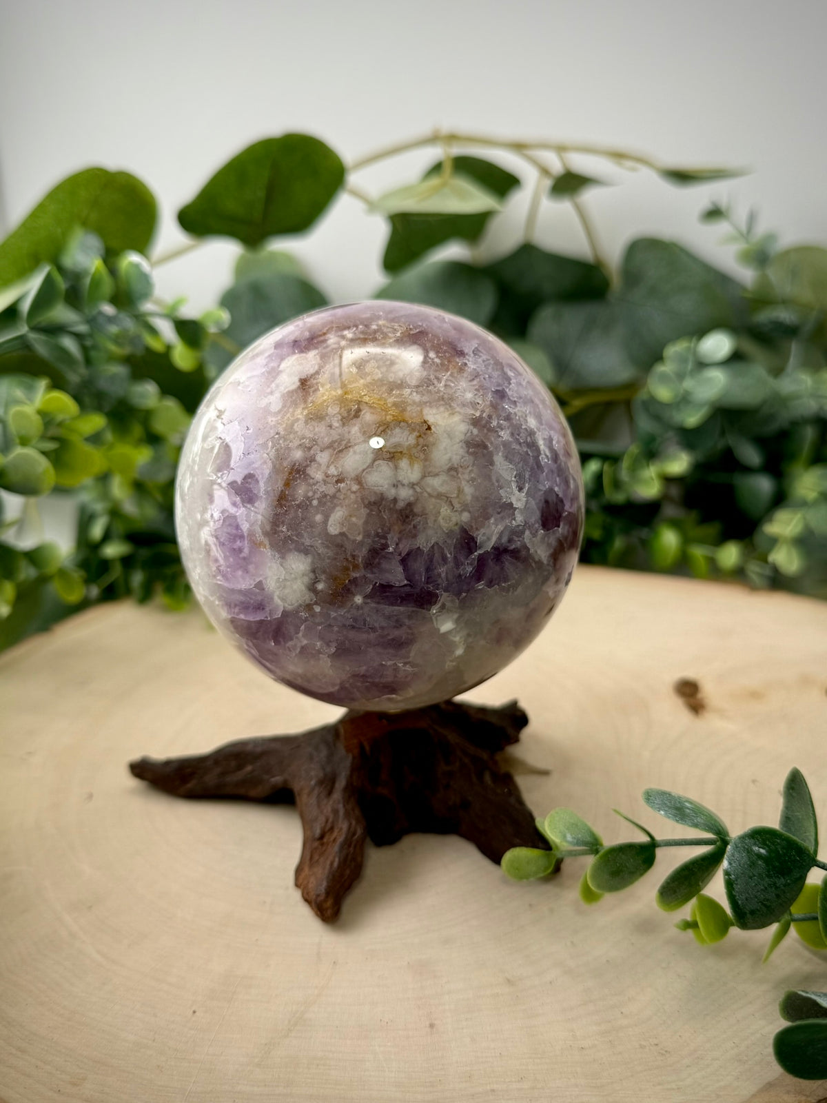 Amethyst &amp; Flower Agate Statement Spheres | Natural Polished Crystal Spheres - Still Water Crystals