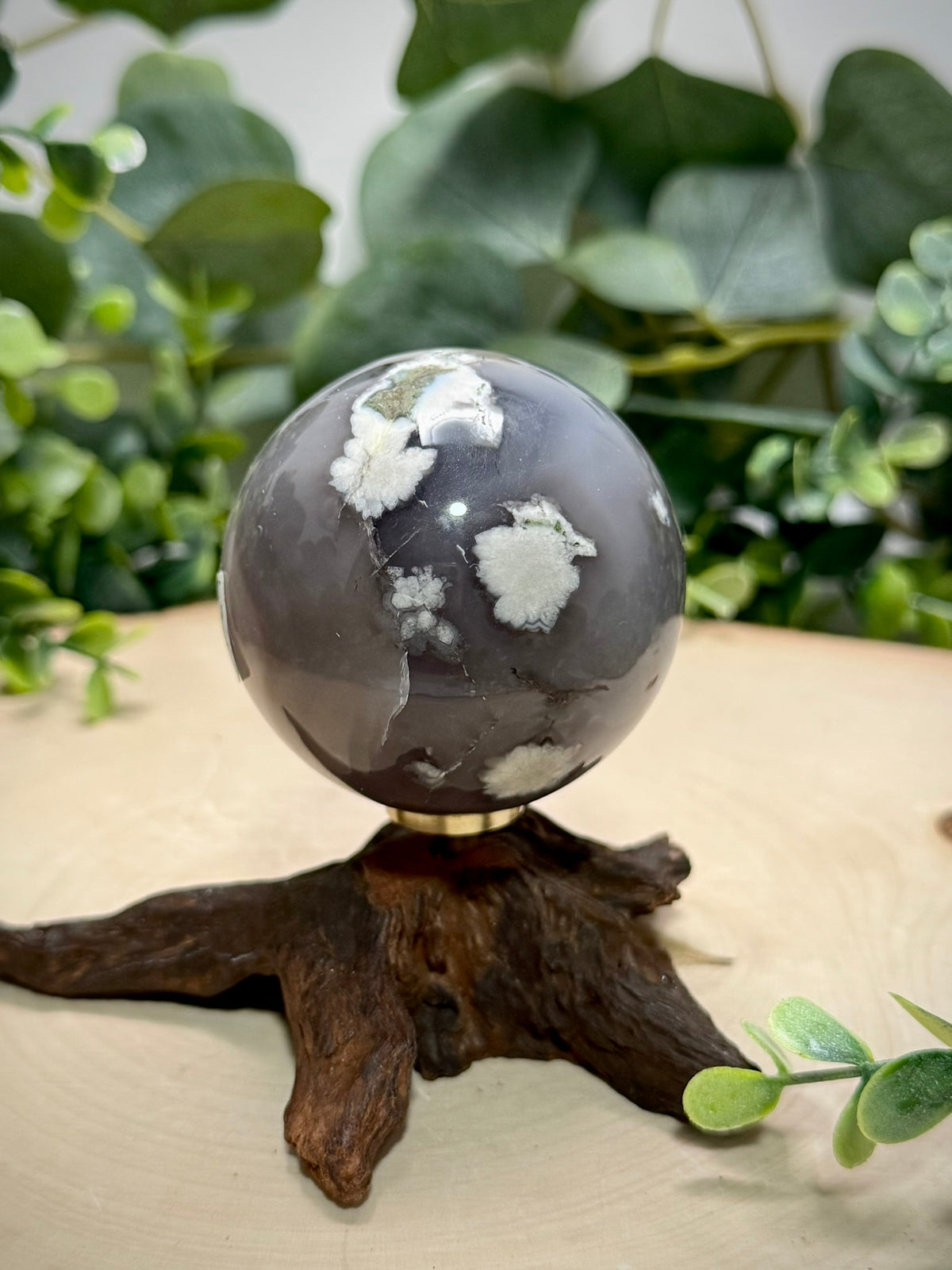 Black Flower Agate Spheres | Natural Stone Crystal Sphere | - Still Water Crystals