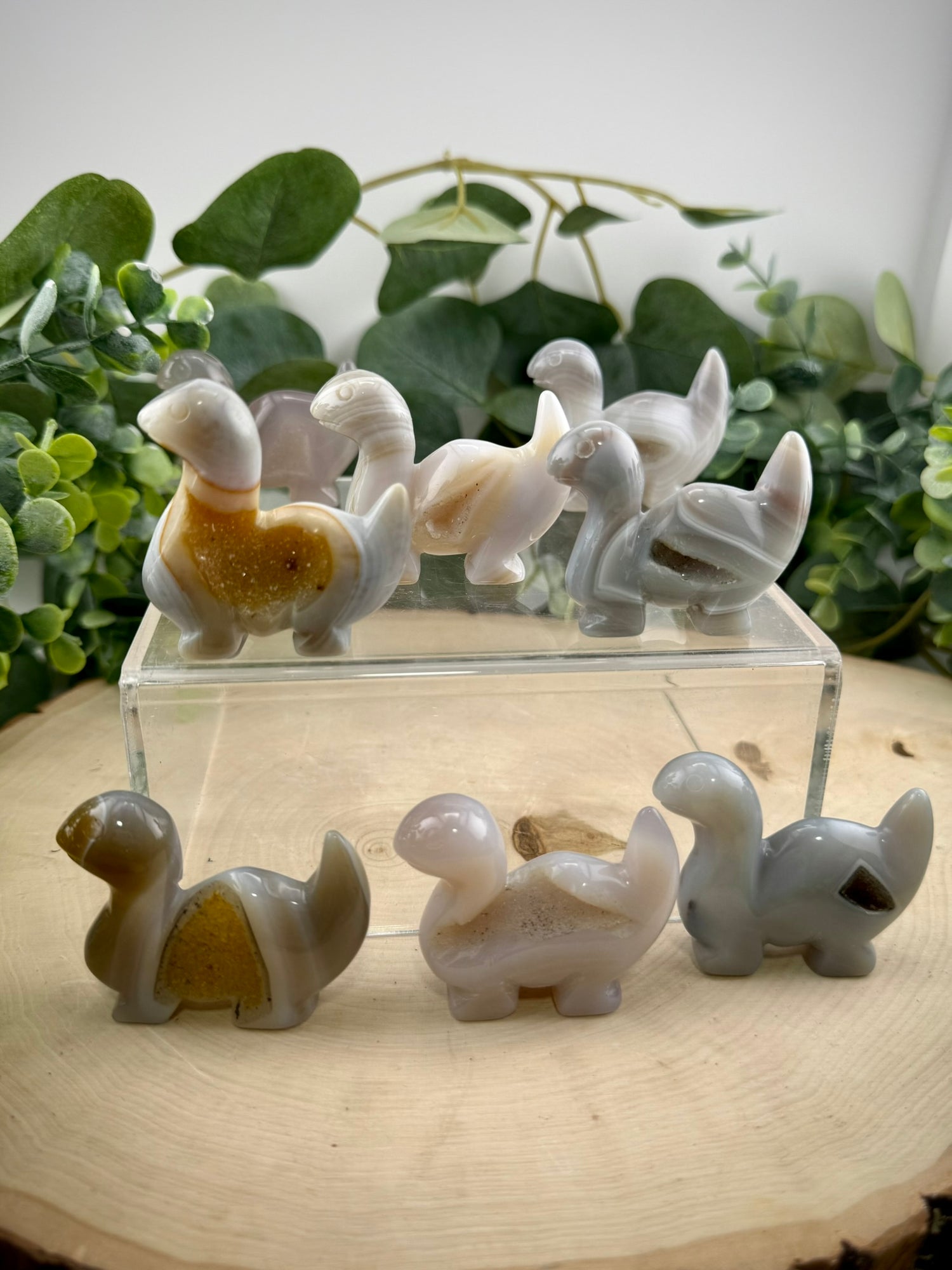 Druzy Agate Dino Carvings