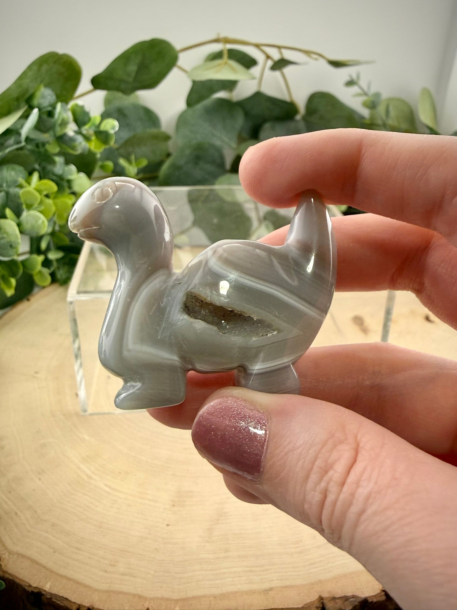 Druzy Agate Dino Carvings
