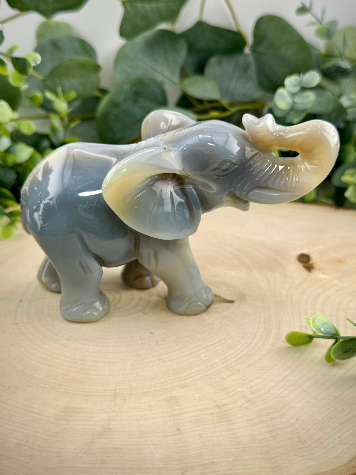 Agate Elephant Carving | Large Natural Stone Elephant Statement - Still Water Crystals
